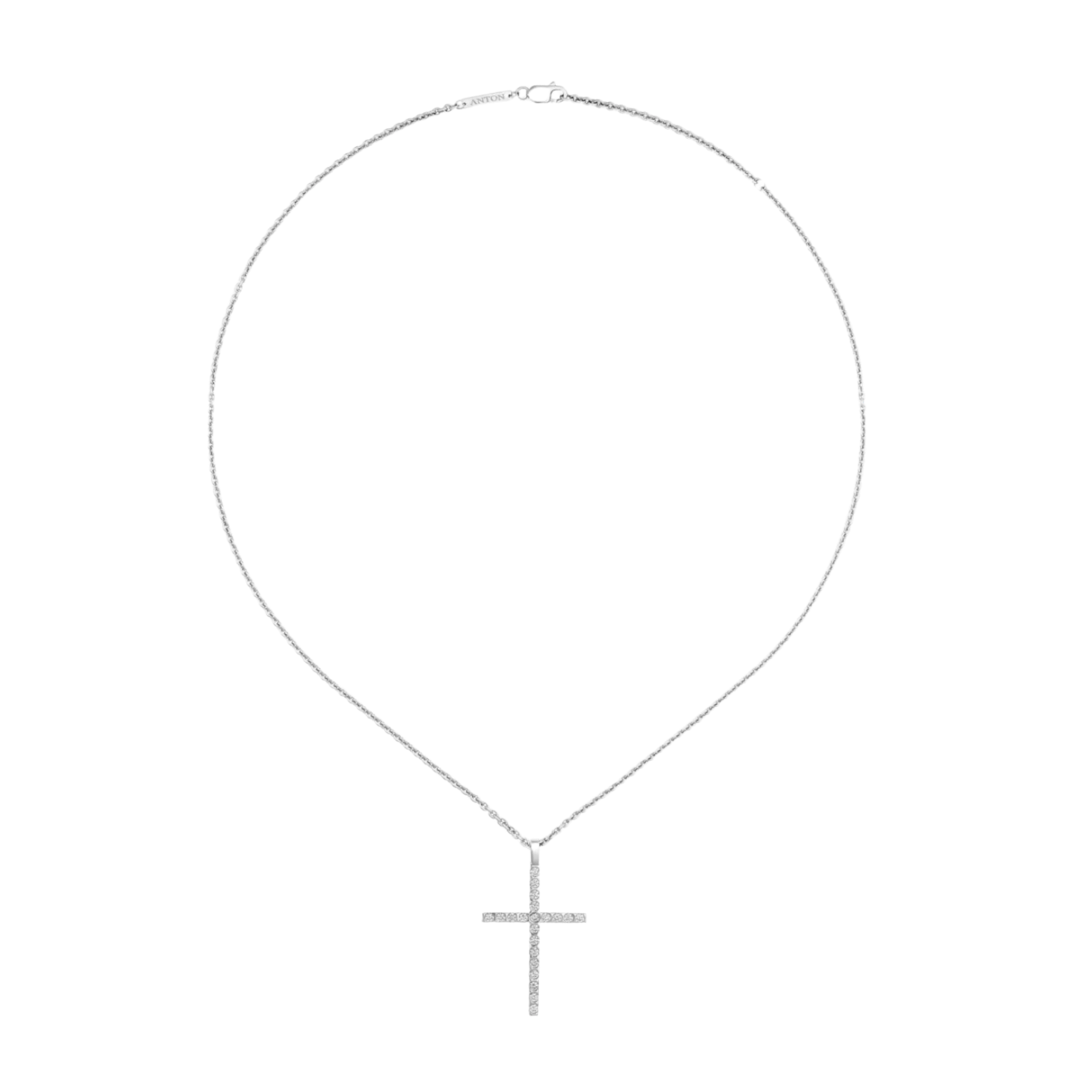 Amarna Diamond Cross Necklace Large | 18K White Gold - Image 2