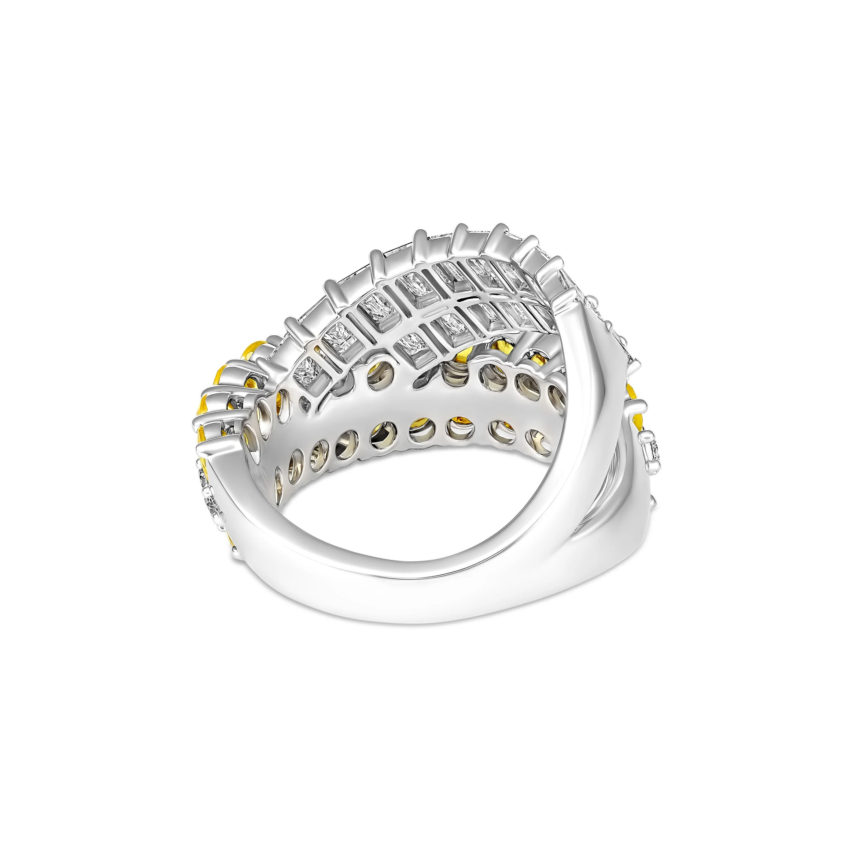 Artisan Diamond and Yellow Sapphire Crossover Ring | 18K White Gold - Image 5