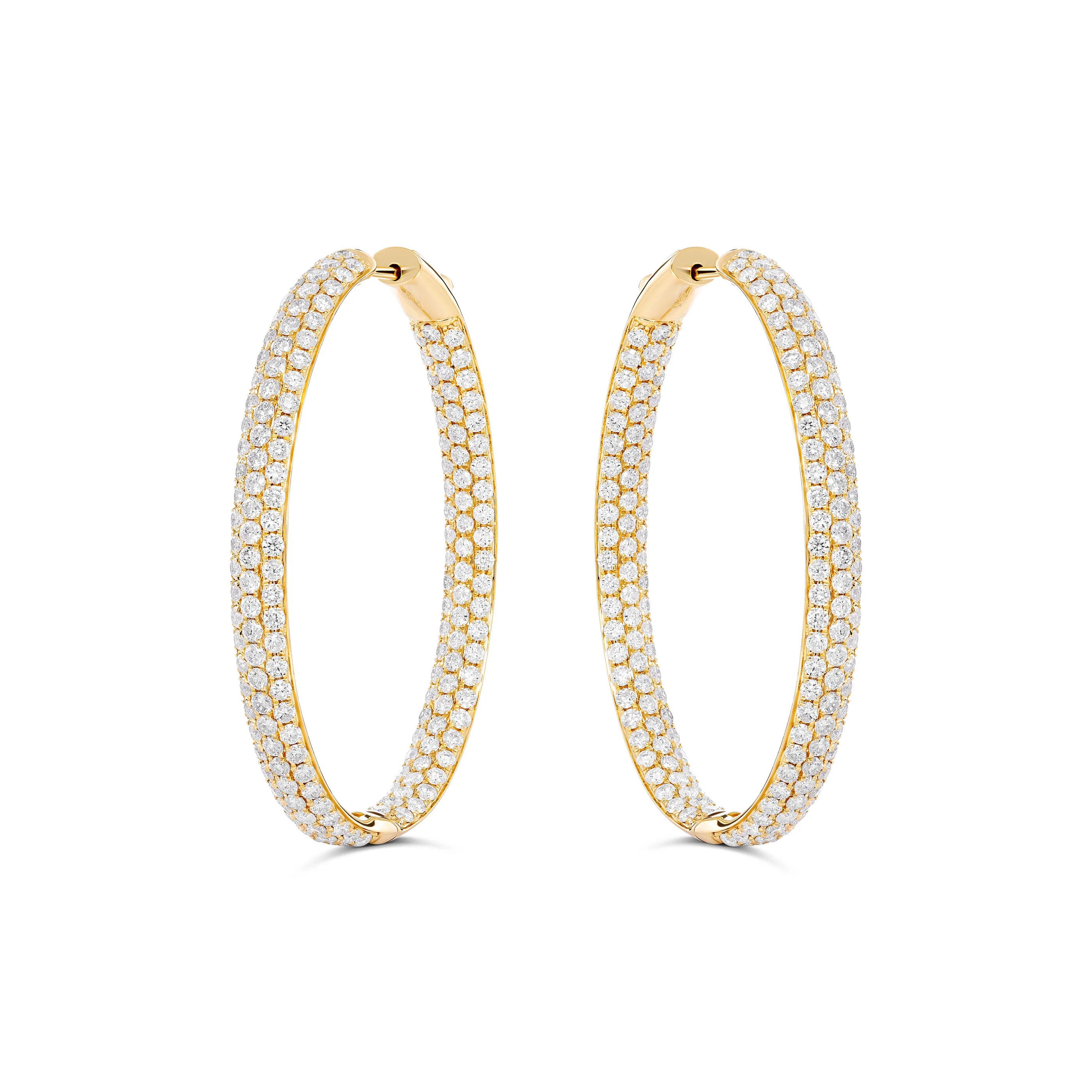 Artisan Pavé Oval Hoop Earrings | 18K Yellow Gold - Image 3