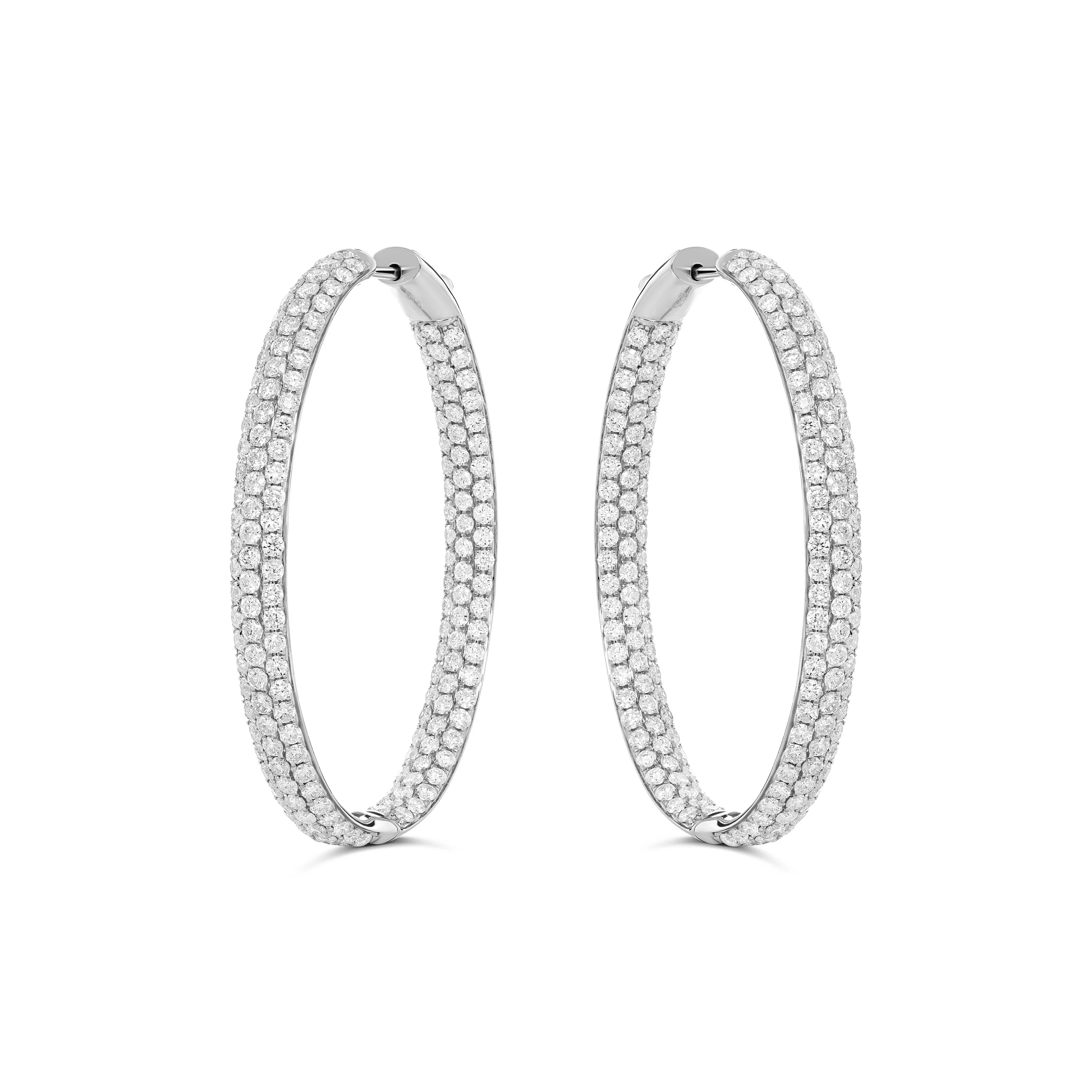 Artisan Pavé Oval Hoop Earrings | 18K Yellow Gold - Image 6