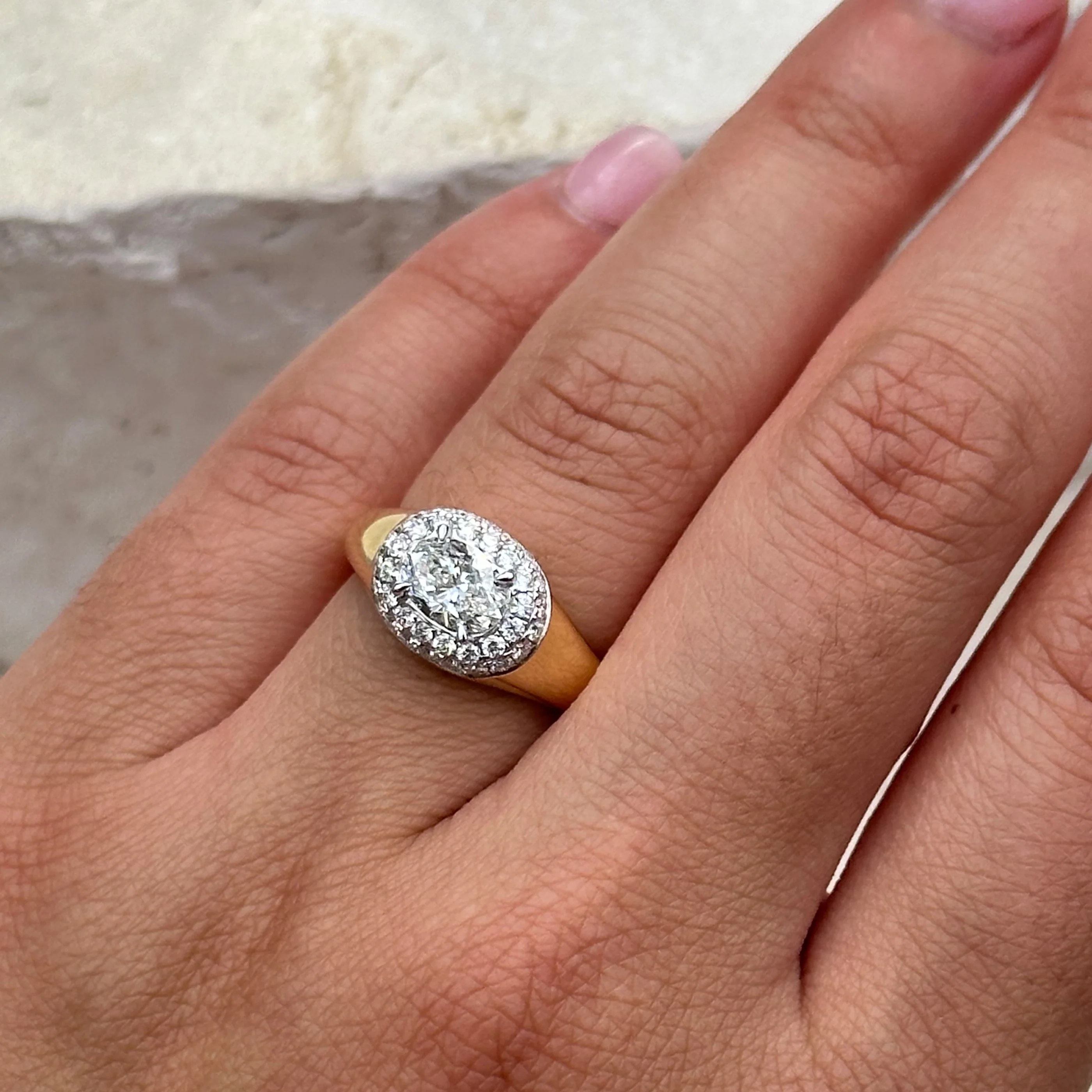 Artisan Sigma Oval Cut Diamond Signet Ring | 18K Yellow Gold - Image 2