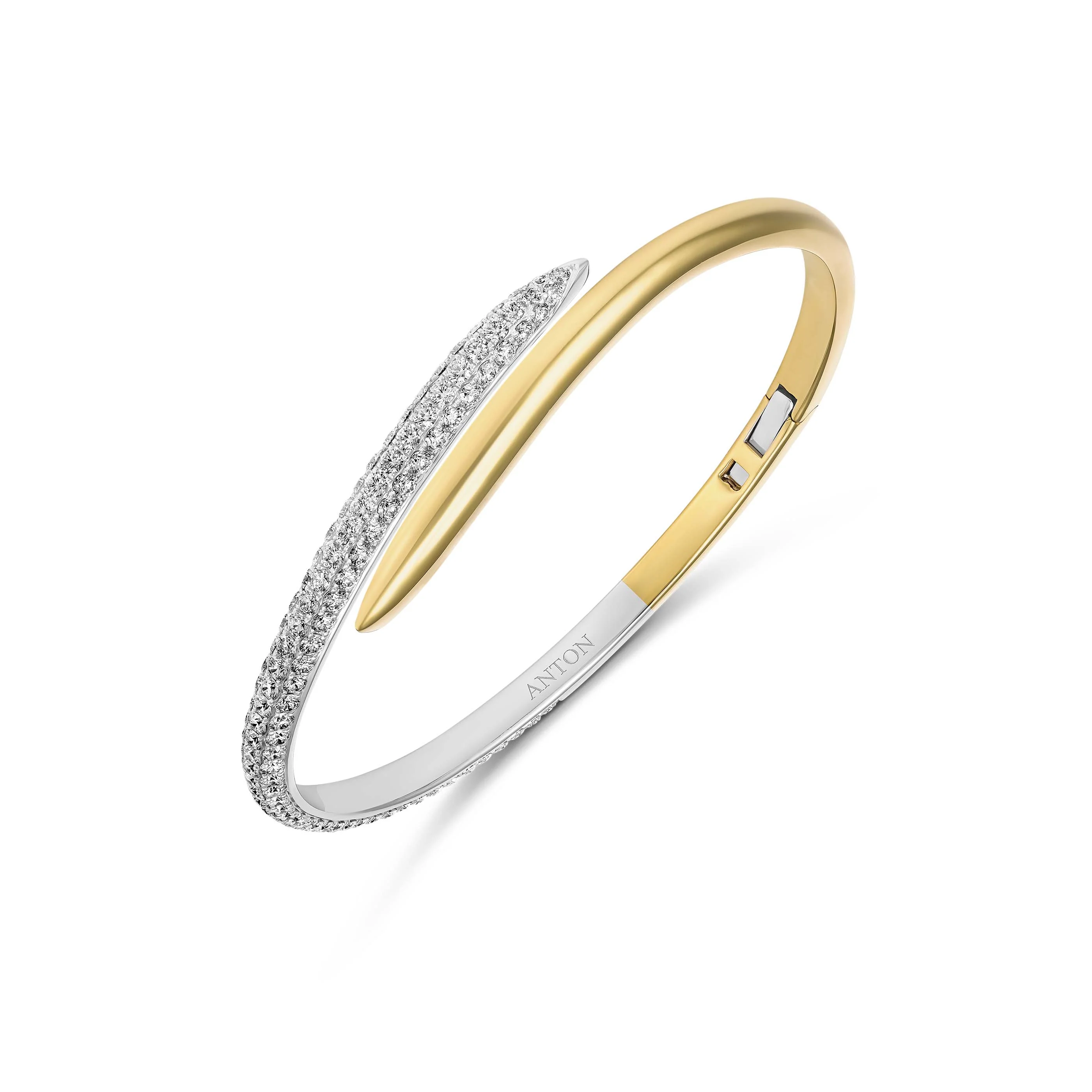 Artisan Two Tone Diamond Bangle | 18K Yellow Gold - Image 2