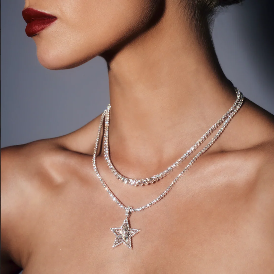 Aura Tennis Necklace 14ct | White Gold - Image 3