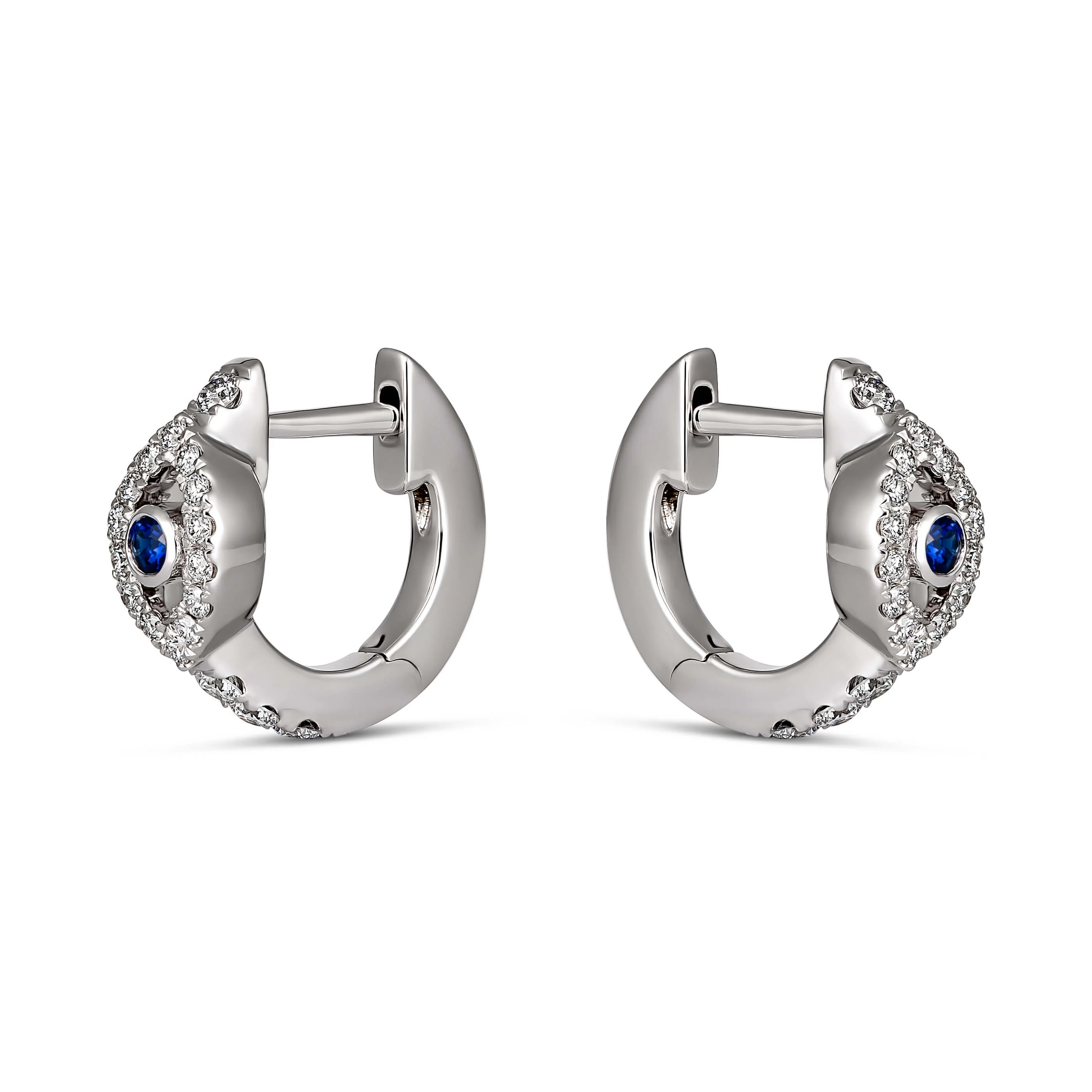 Capri Dreaming® Cora Evil Eye Diamond Huggies | 18K White Gold - Image 3
