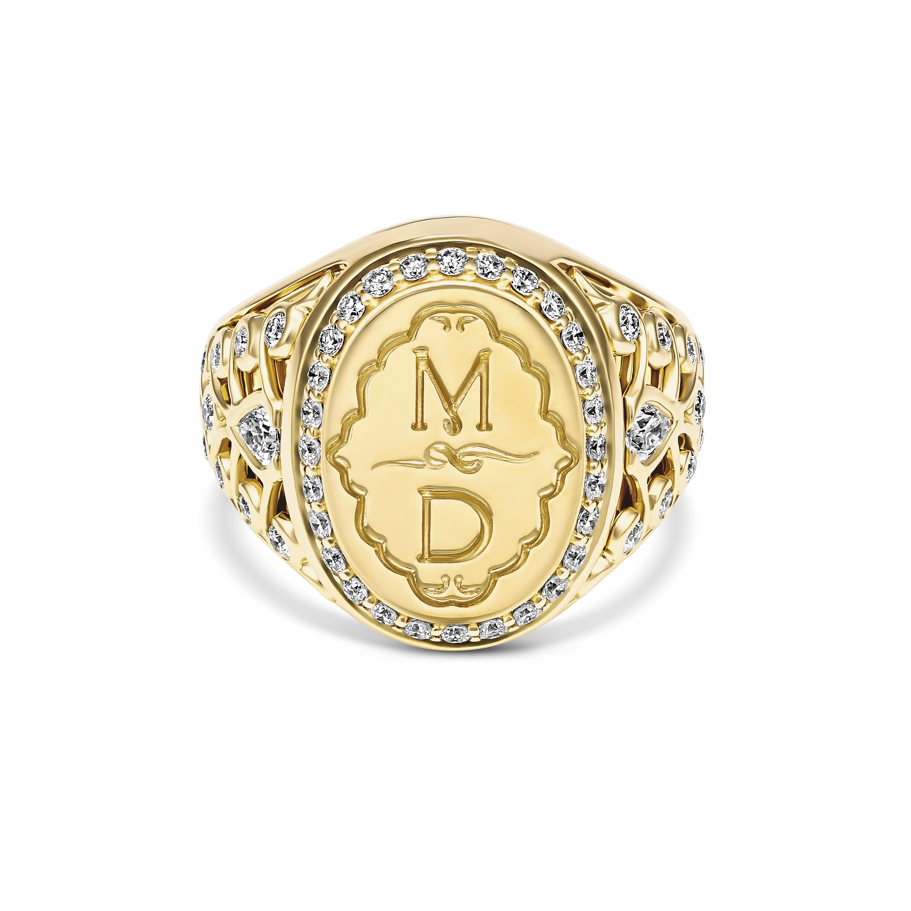 Capri Dreaming® Bold Crest Diamond Signet Ring | 18K Yellow Gold - Image 3