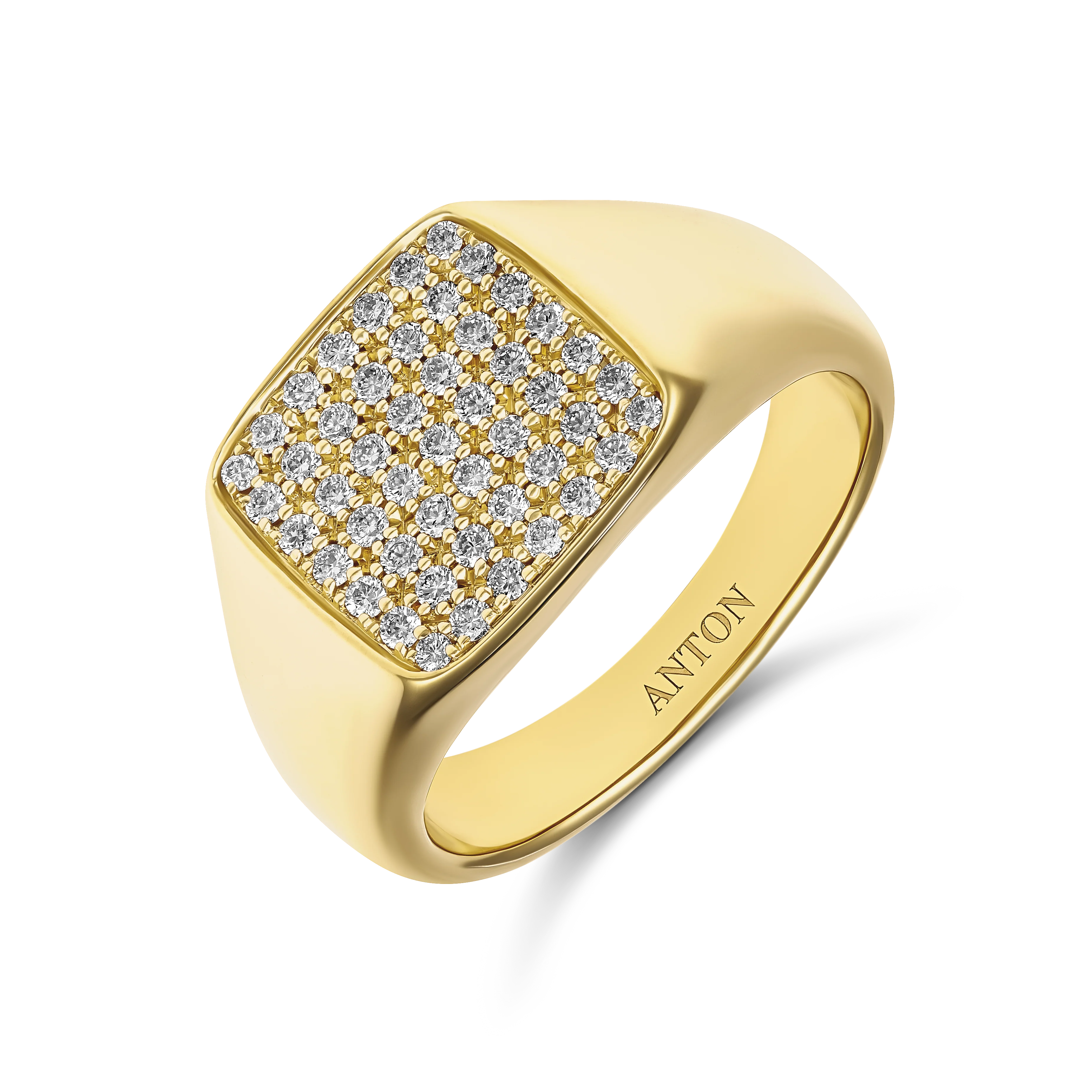 Capri Dreaming® Pavé Natural Diamond Square Signet Ring  | 18K Yellow Gold - Image 2