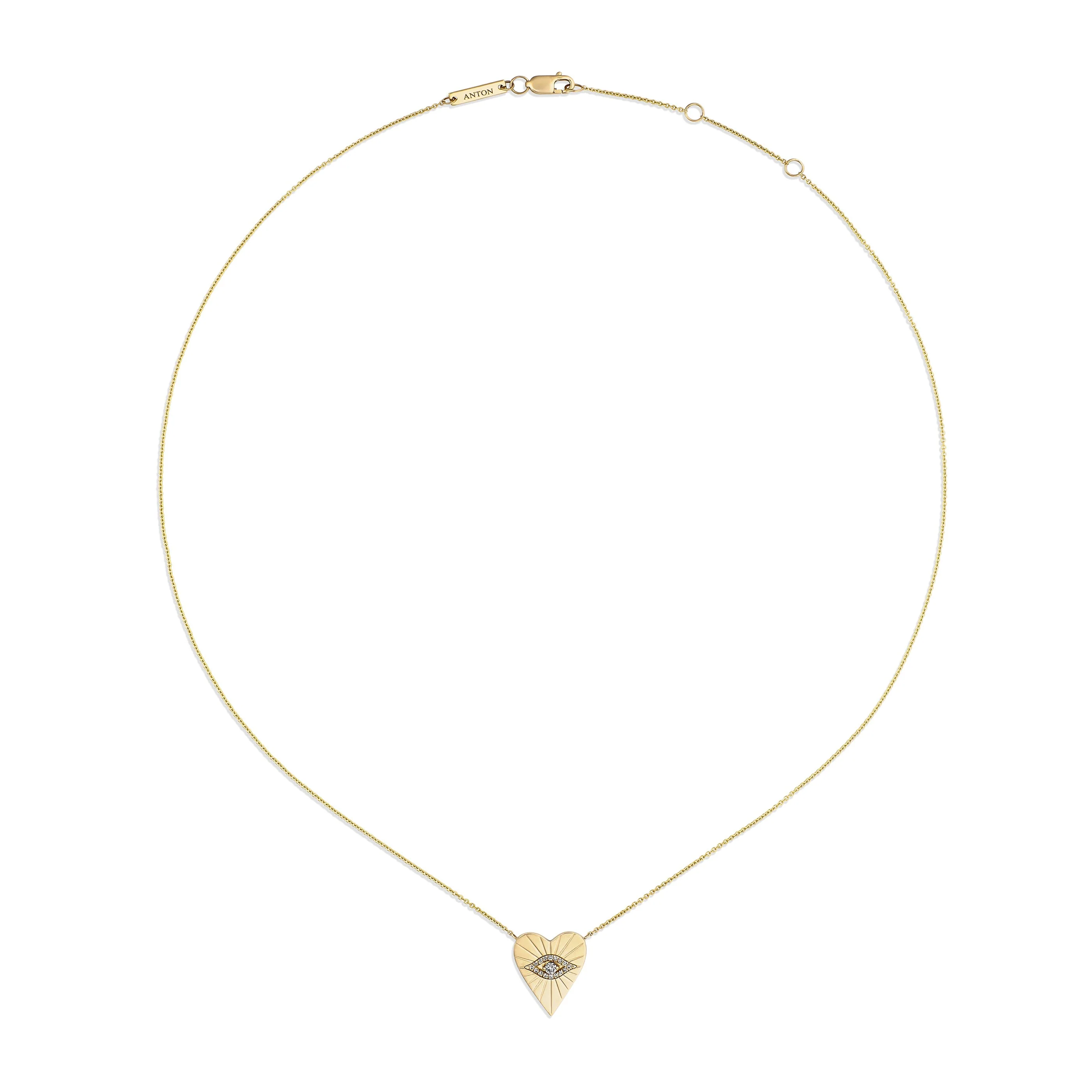 Capri Dreaming® Evil Eye Heart Shaped Diamond Pendant Necklace | 18K Yellow Gold - Image 3