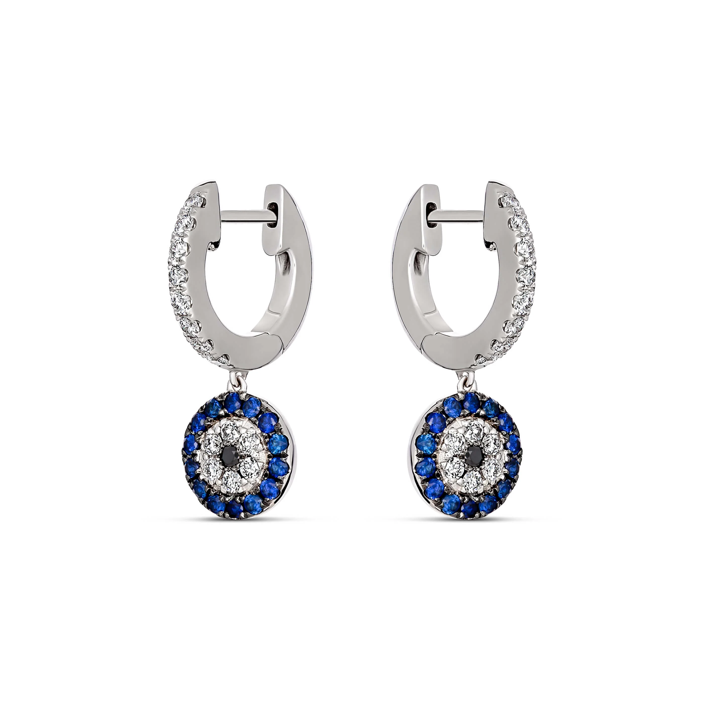 Capri Dreaming® Evil Eye Drop Earrings | 18K White Gold - Image 3