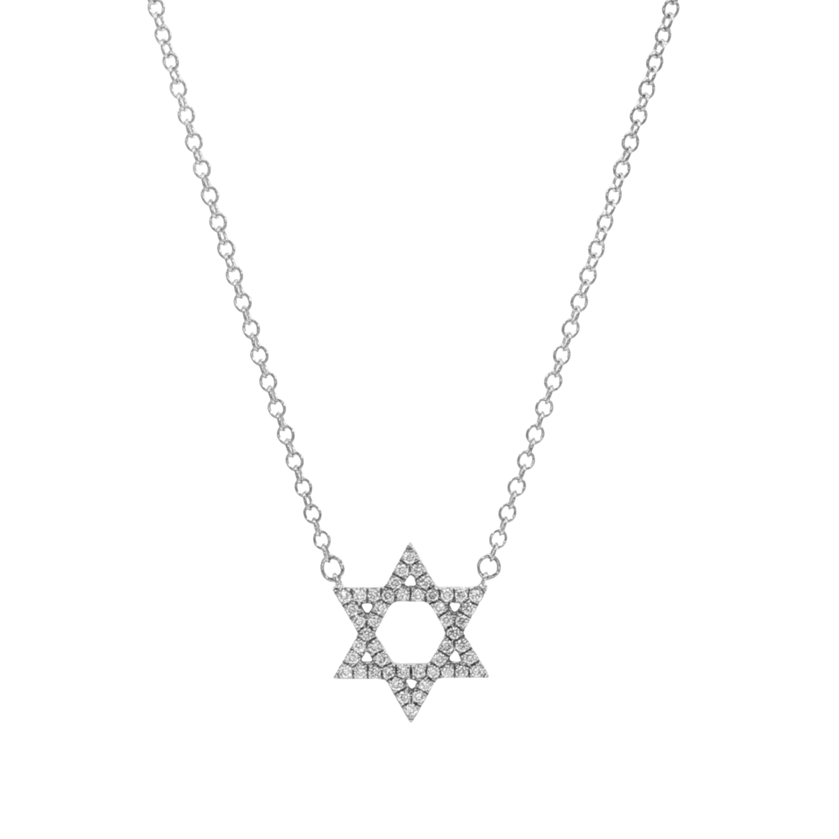 Classic Collection Star of David Diamond Pendant Necklace | 18K White Gold