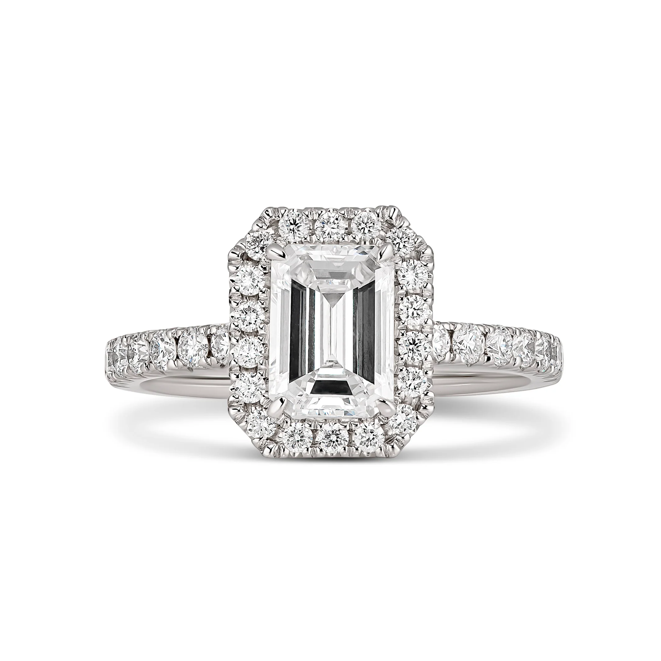 Classic Minelli Emerald Cut Diamond Engagement Ring | Platinum