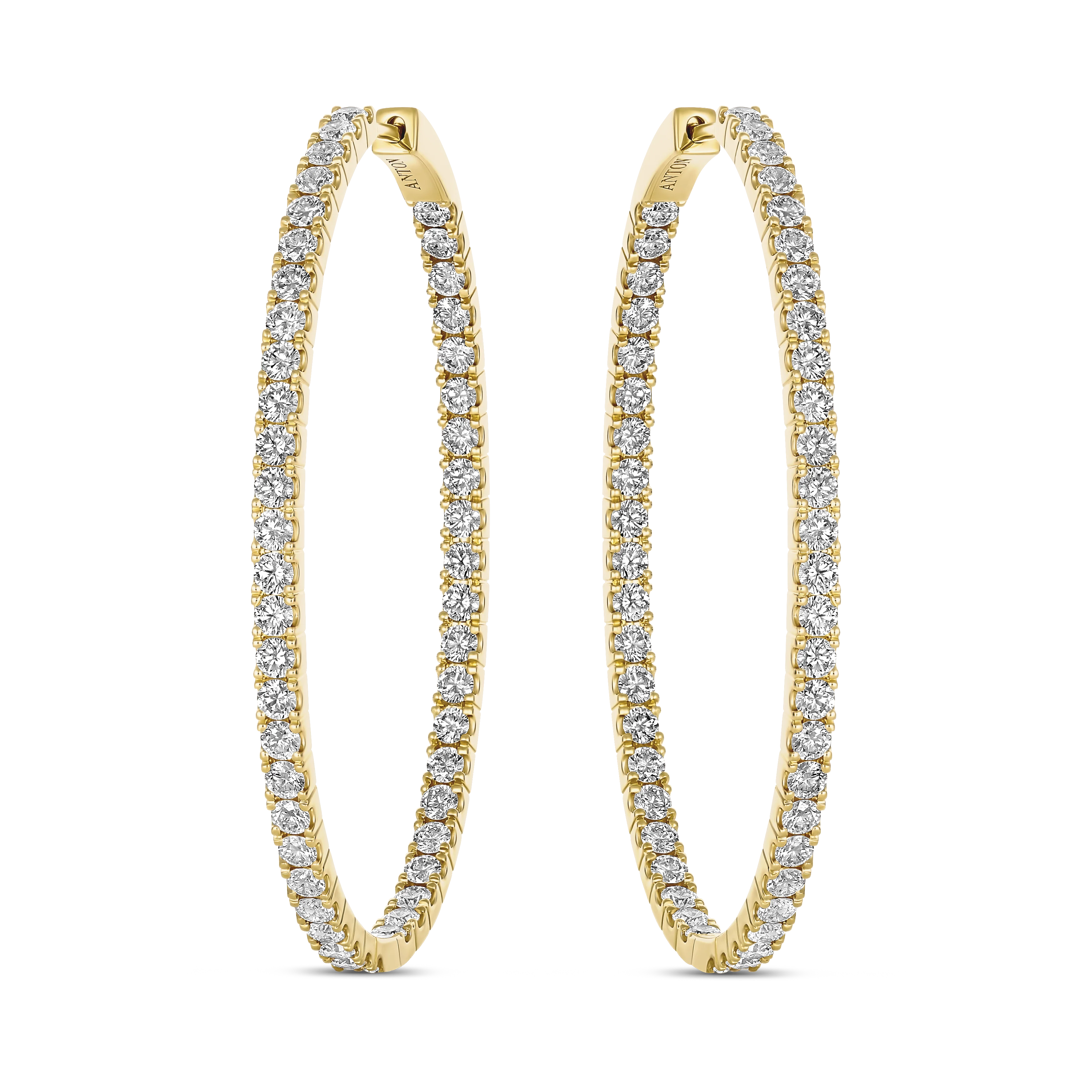 Classic Full Moon Oval Diamond Hoops | 18K Yellow Gold