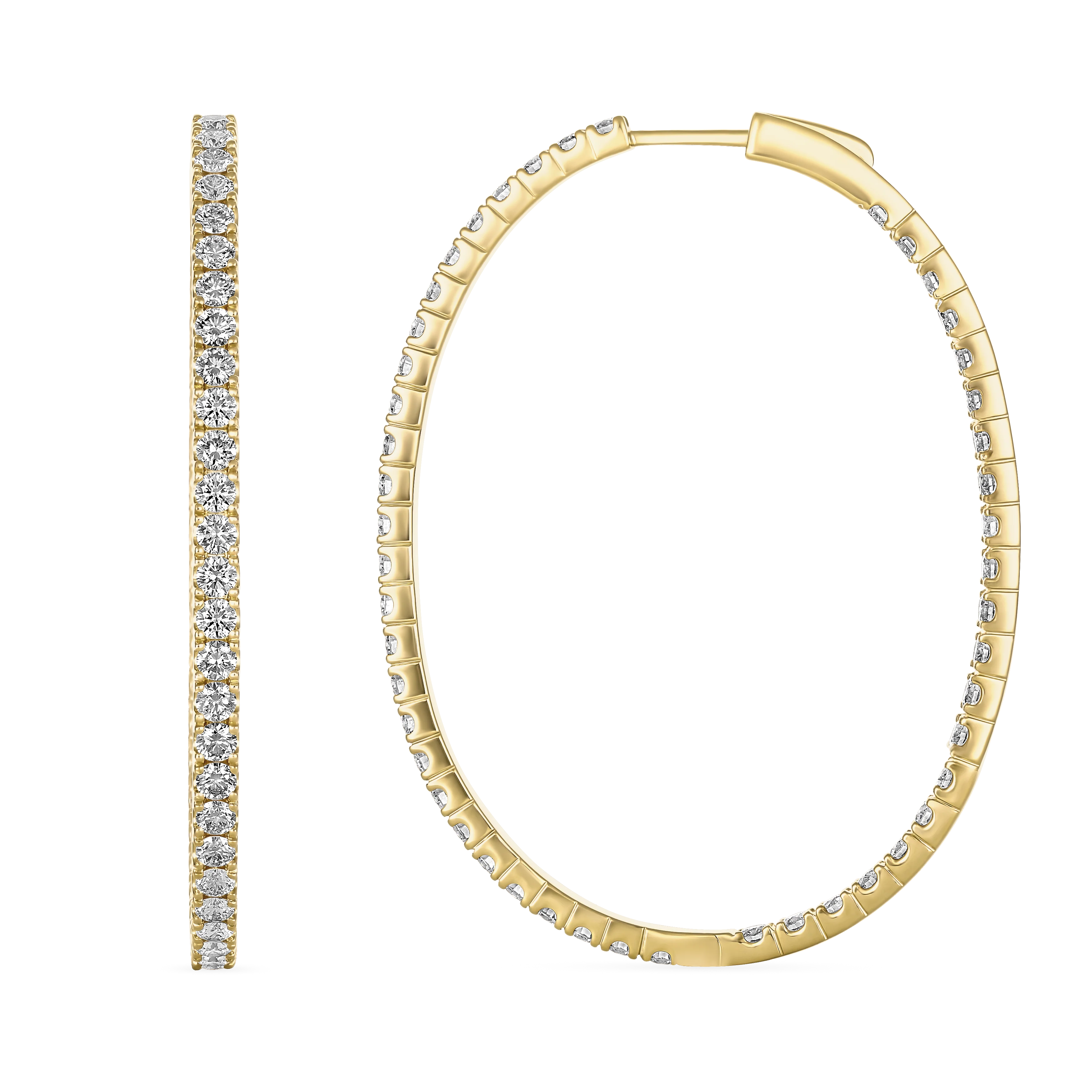 Classic Full Moon Oval Diamond Hoops | 18K Yellow Gold - Image 2