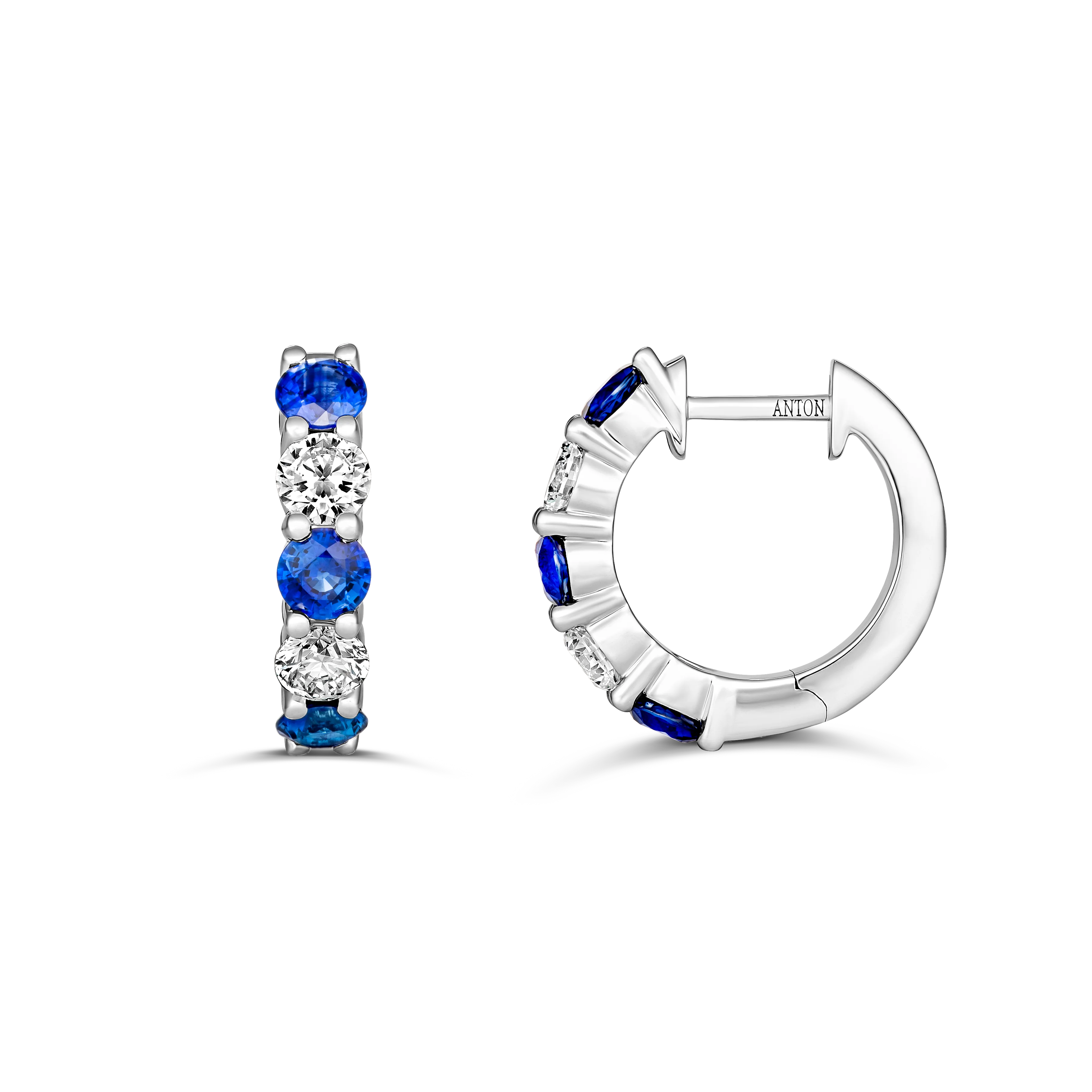 Classic Harbour Sapphire and Diamond Huggies | 18K White Gold
