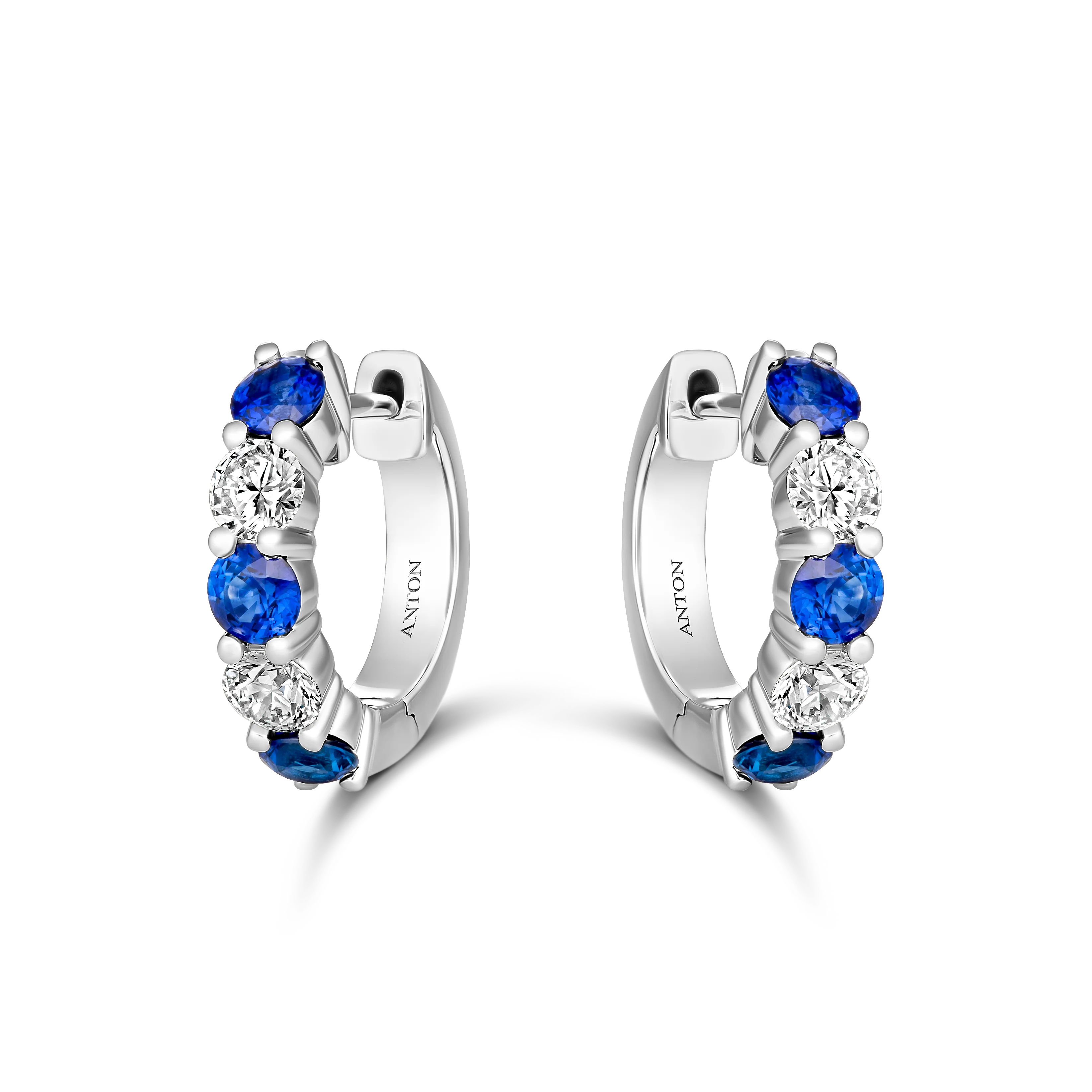 Classic Harbour Sapphire and Diamond Huggies | 18K White Gold - Image 2