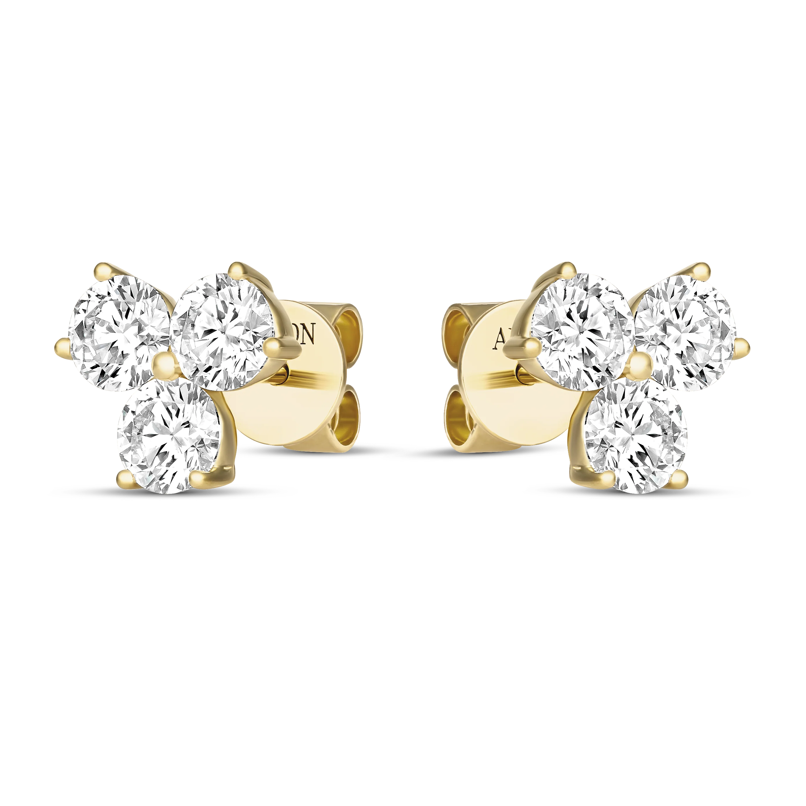 Classic Large Trio Diamond Stud Earrings | 18K Yellow Gold - Image 2