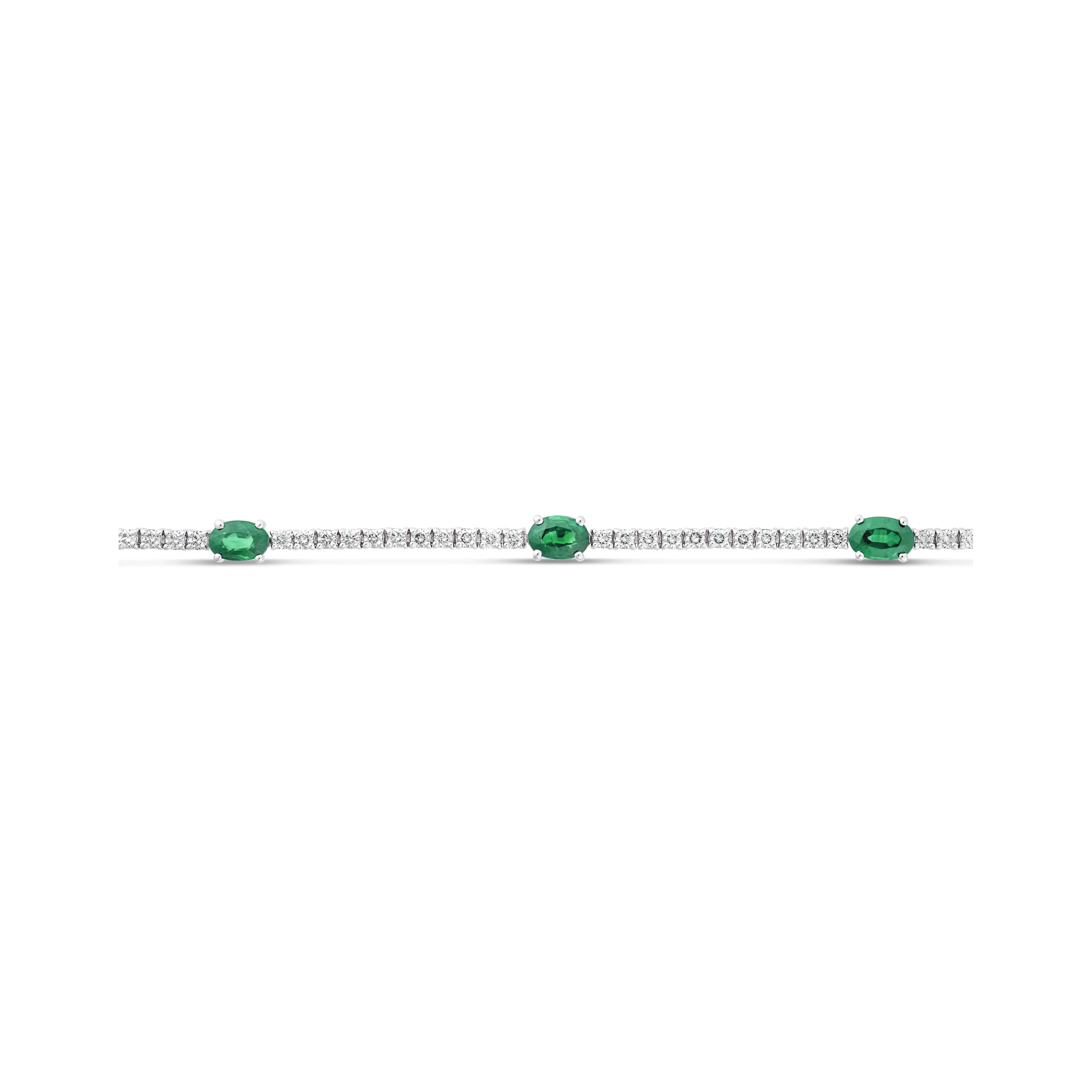 Classic Tennis Bracelet with Emerald Gemstones | White Gold - Image 3