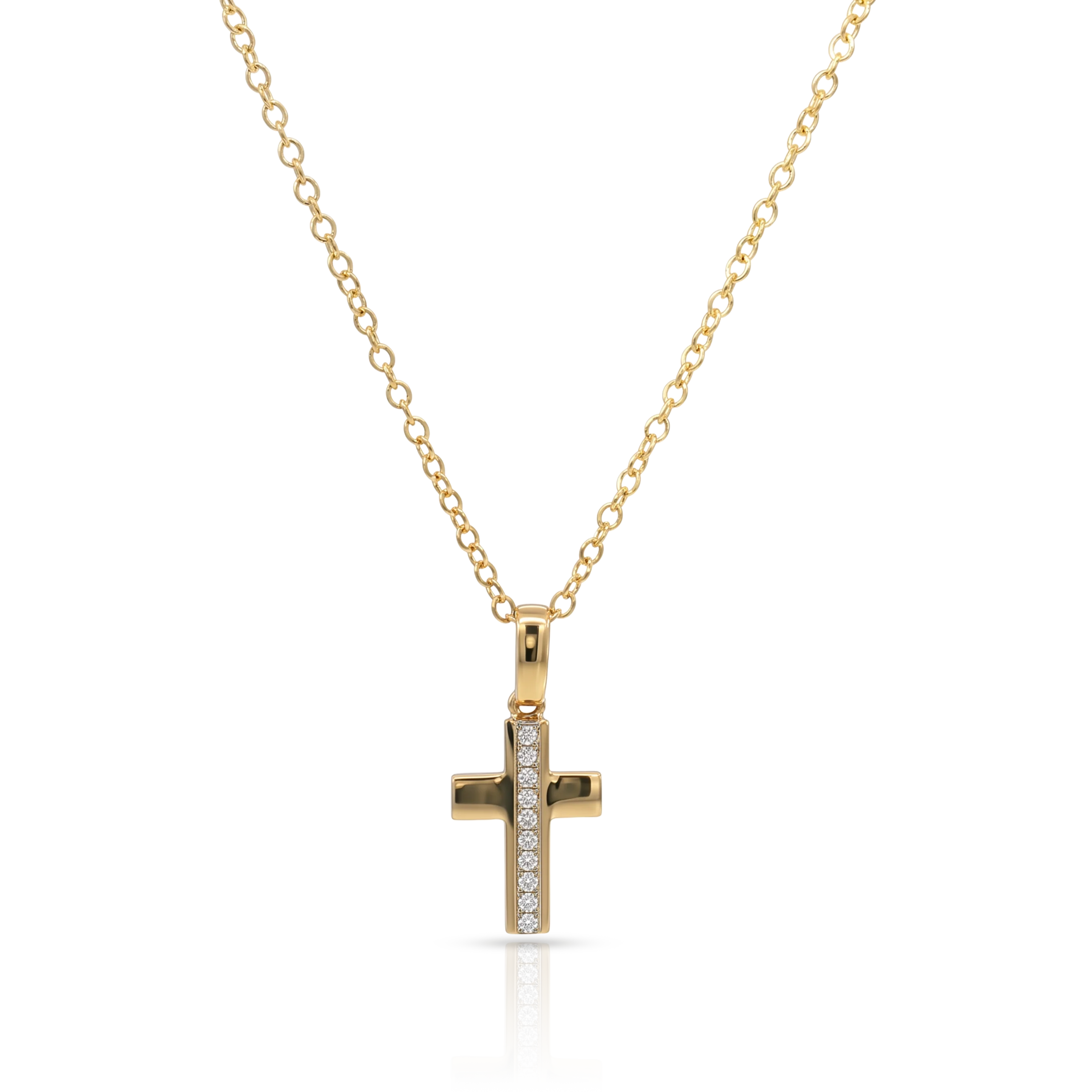 Classic Une Diamond Cross Necklace | 18K Yellow Gold