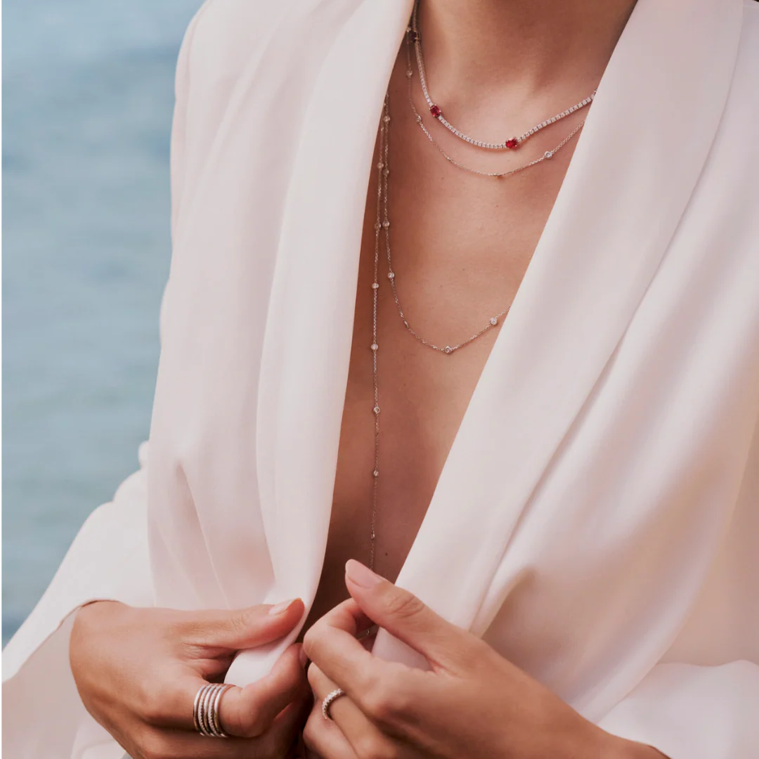 Capri Dreaming® Dot Chain 1.00CT Necklace | 18K White Gold - Image 3