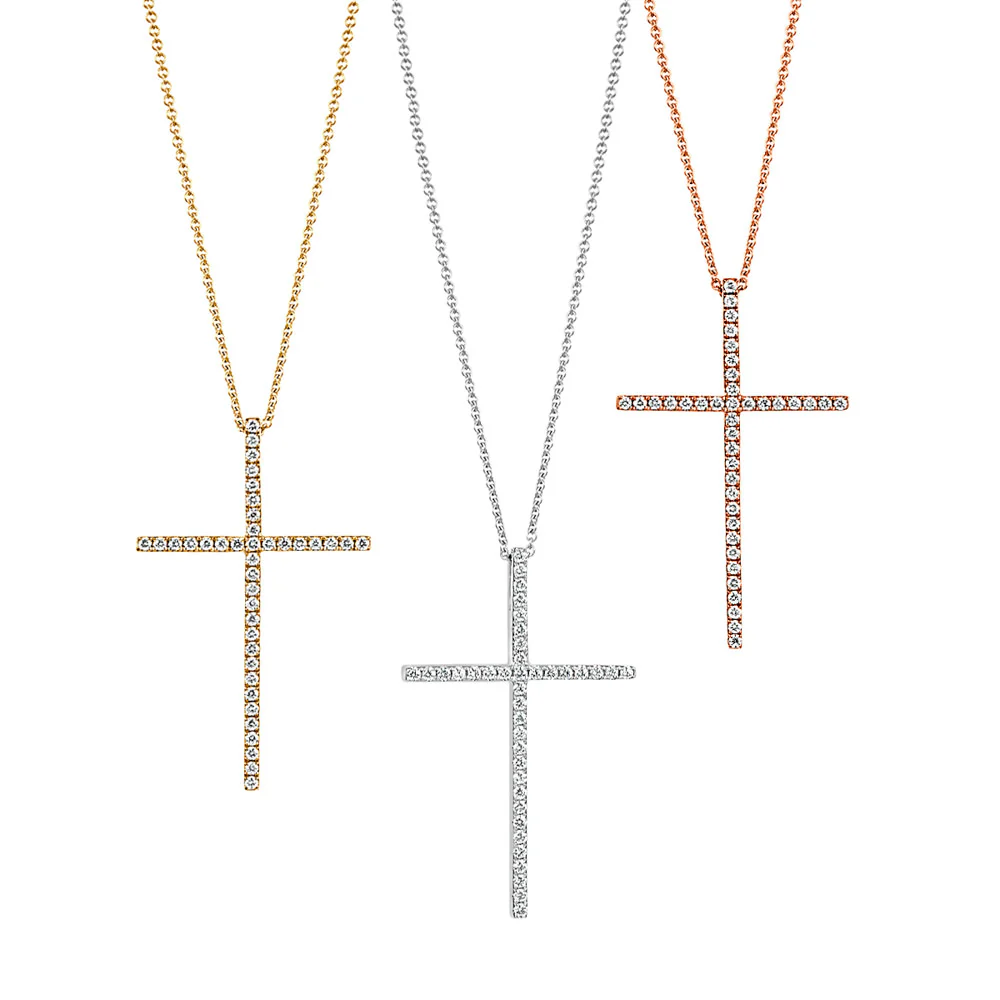 Frankie | Diamond Cross Necklace White Gold - Image 3