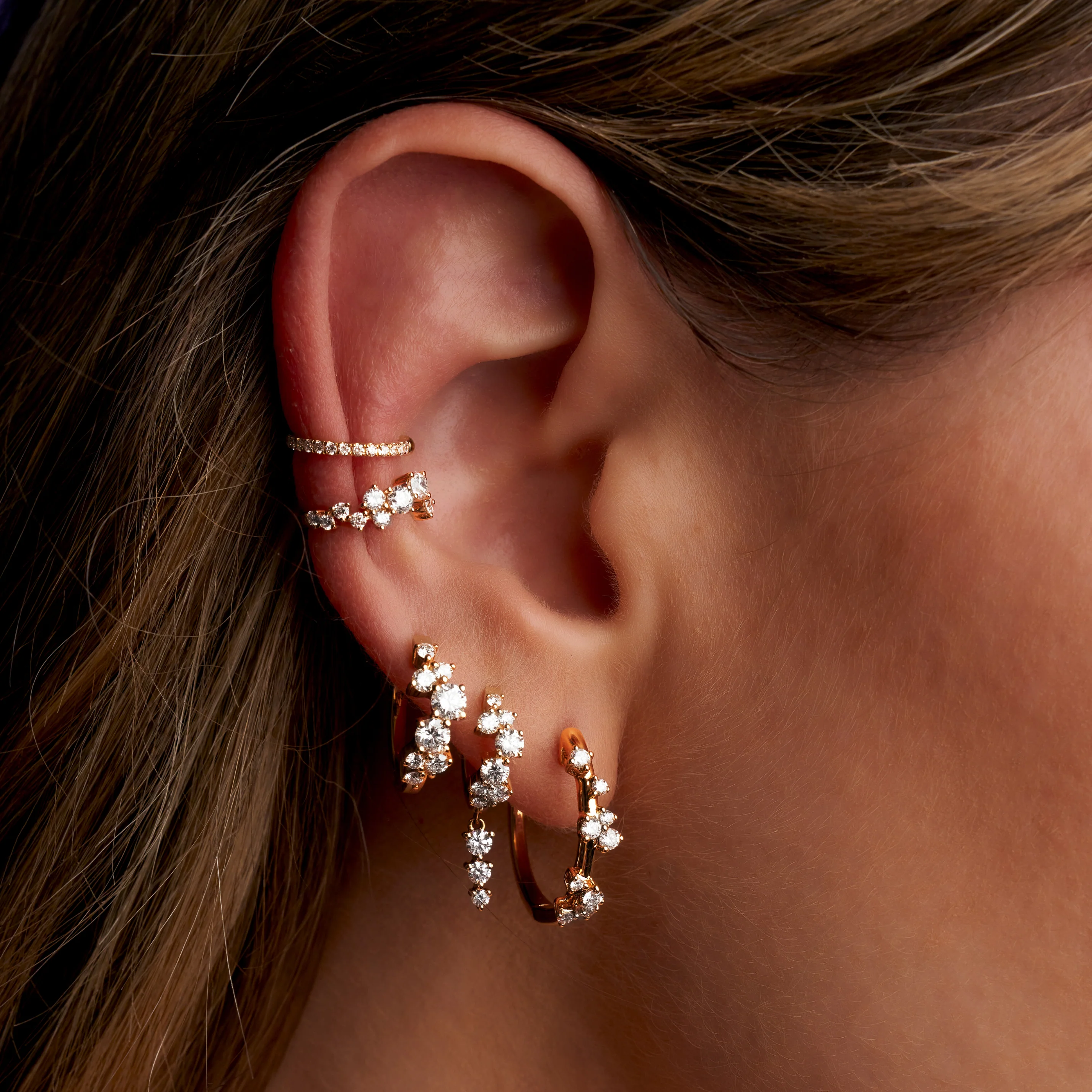 Galaxy Diamond Ear Cuff | 18K Yellow Gold - Image 4