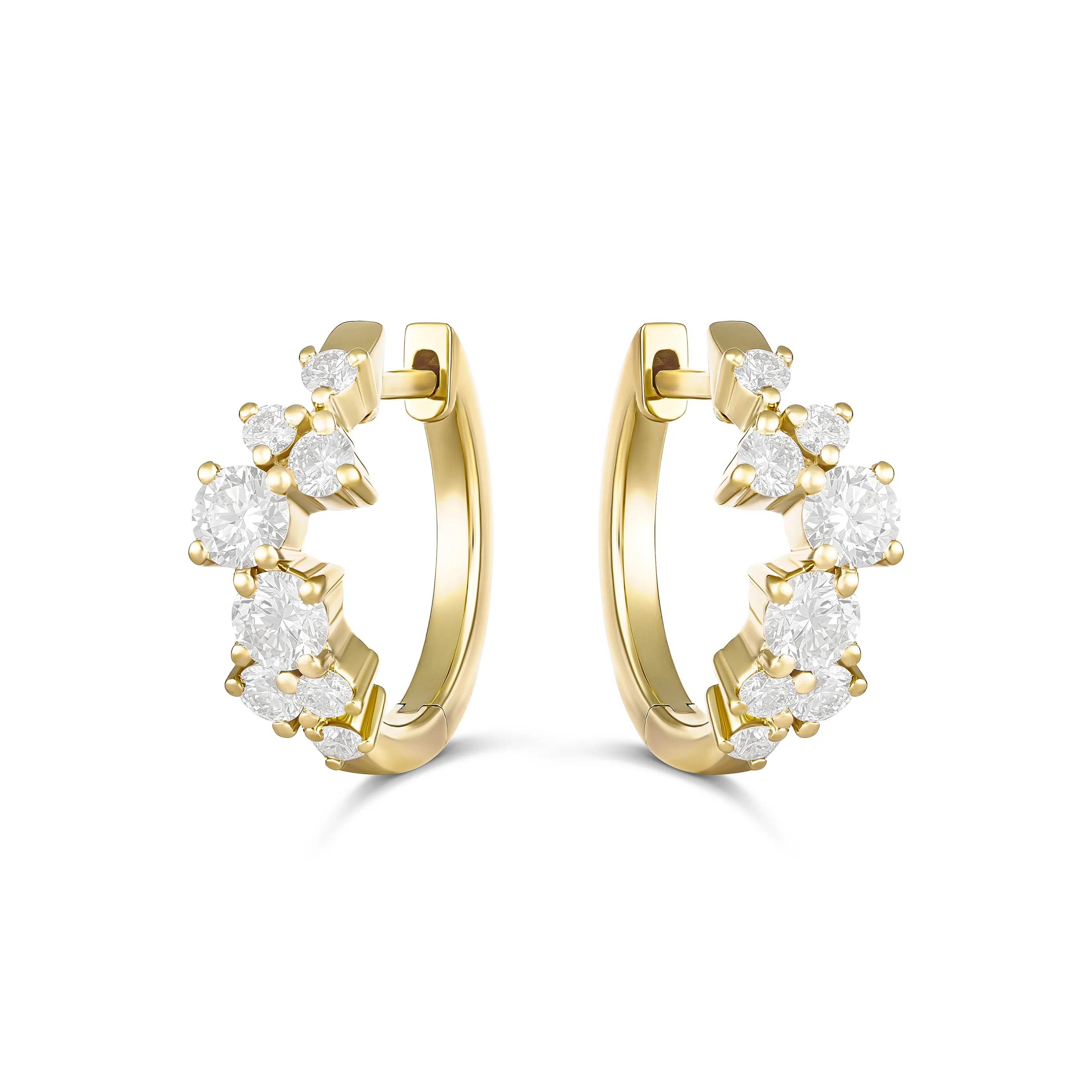 Galaxy Medium Diamond Huggies | 18K Yellow Gold - Image 3