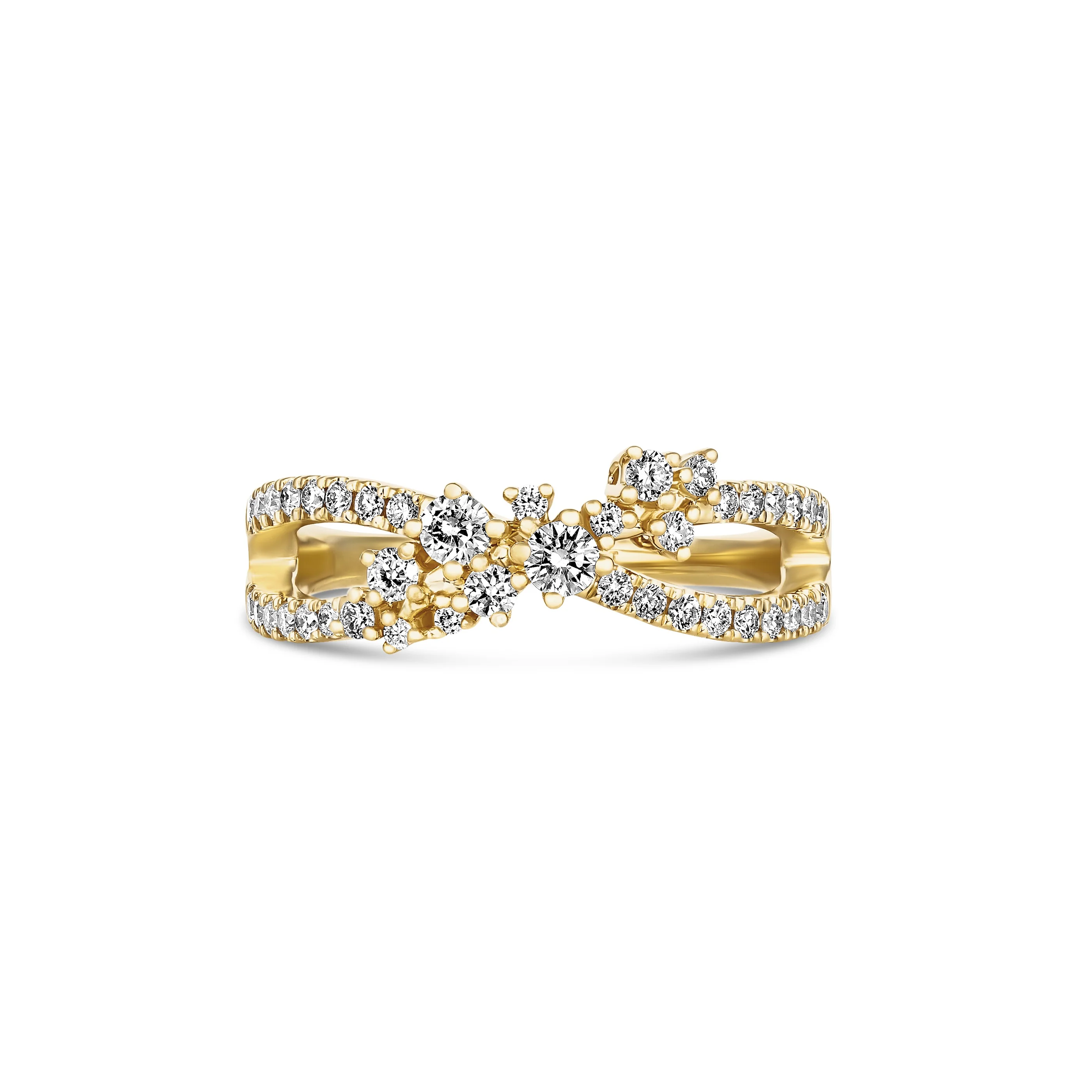 Galaxy Infinity Wave Round Brilliant Cut Diamond Ring | 18K Yellow Gold