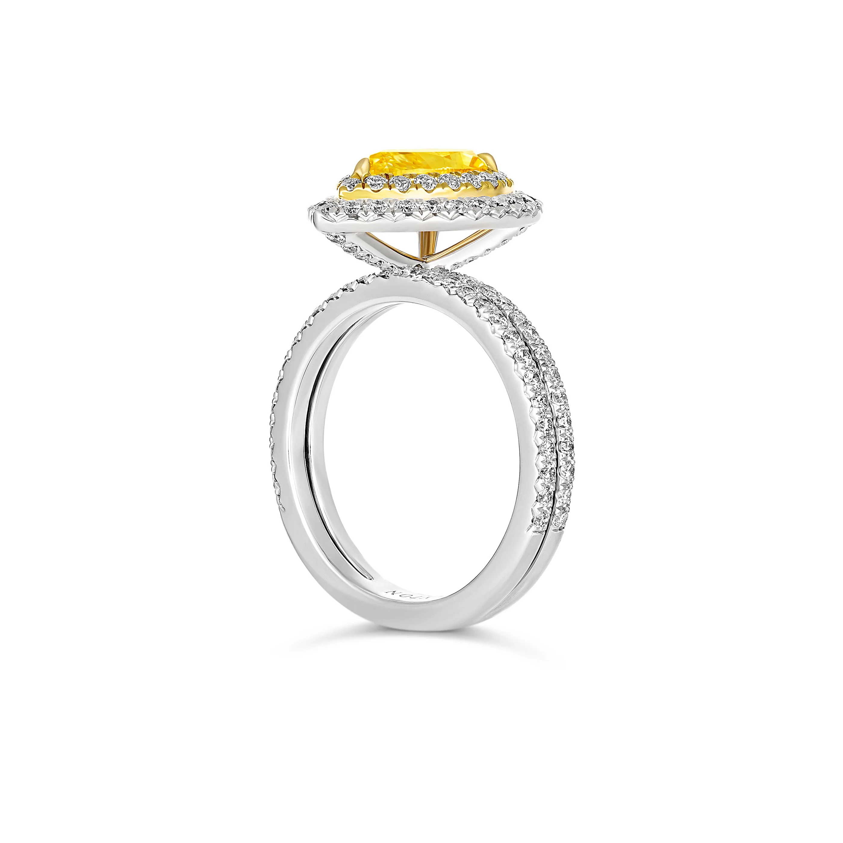 Hello Yellow® Pear Cut Double Diamond Halo Ring | 18K White Gold - Image 4