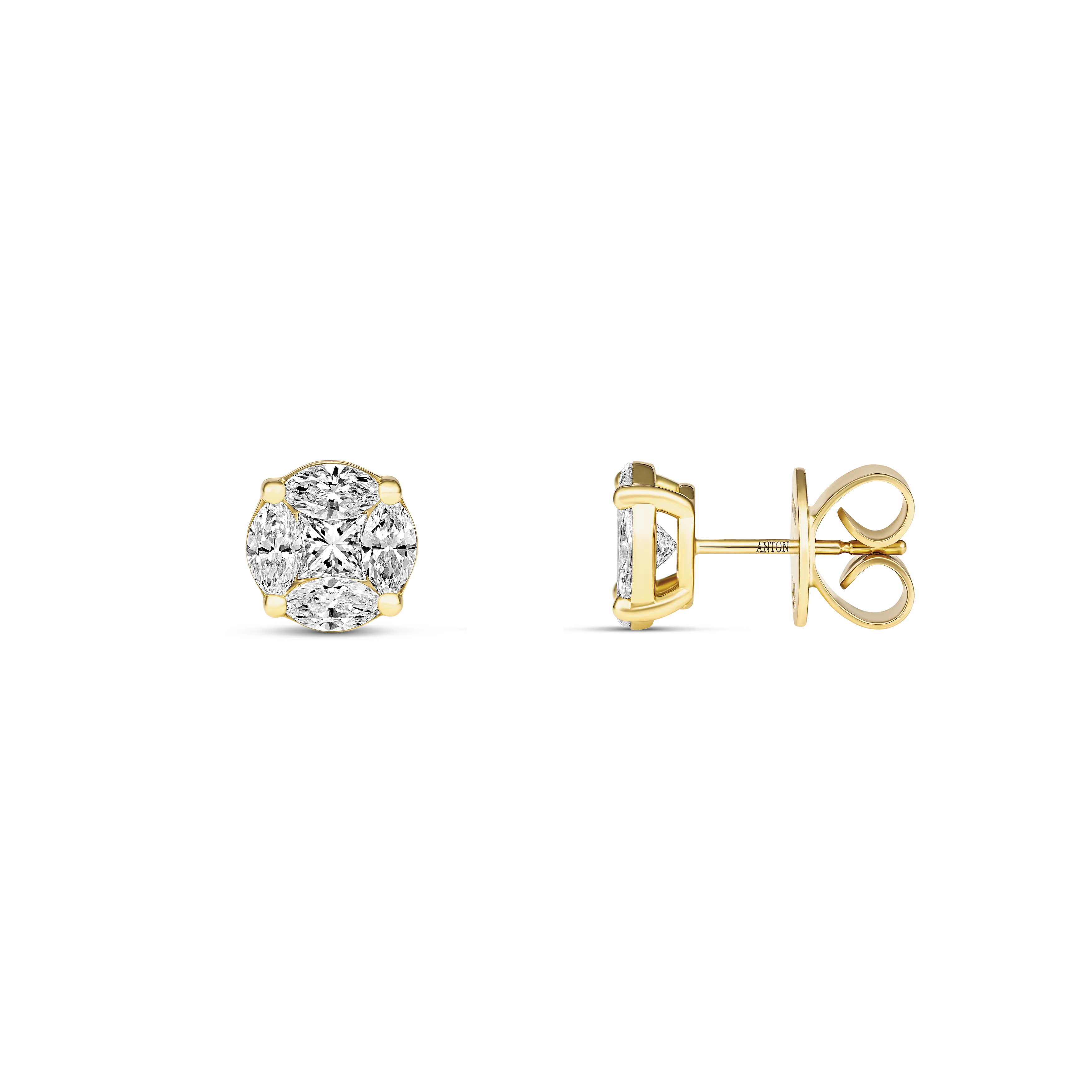 Illusion Natural Diamond Petite Stud Earrings | 18K White Gold - Image 2