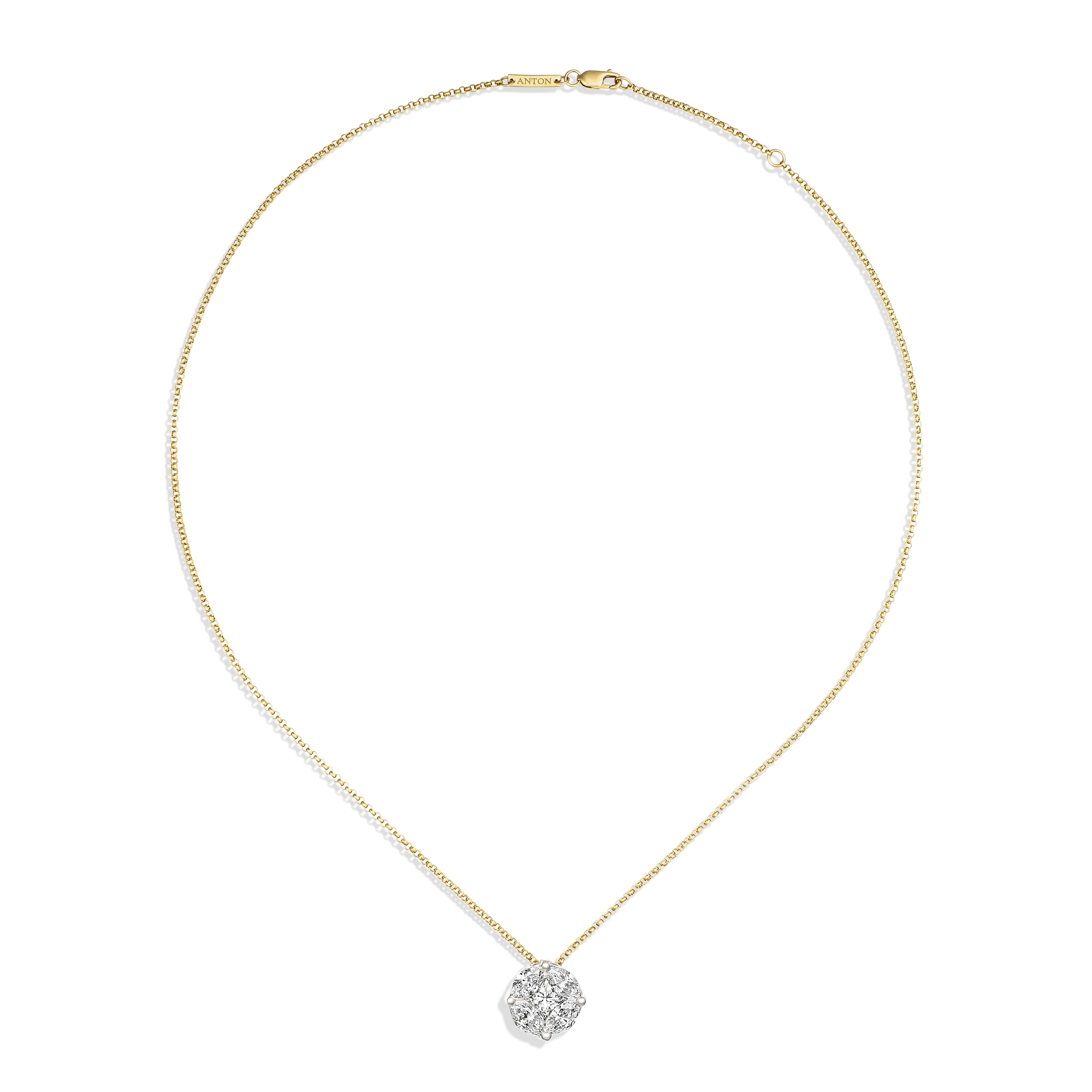 Illusion Solitaire Large Diamond Pendant Necklace | 18K Yellow and White Gold - Image 2