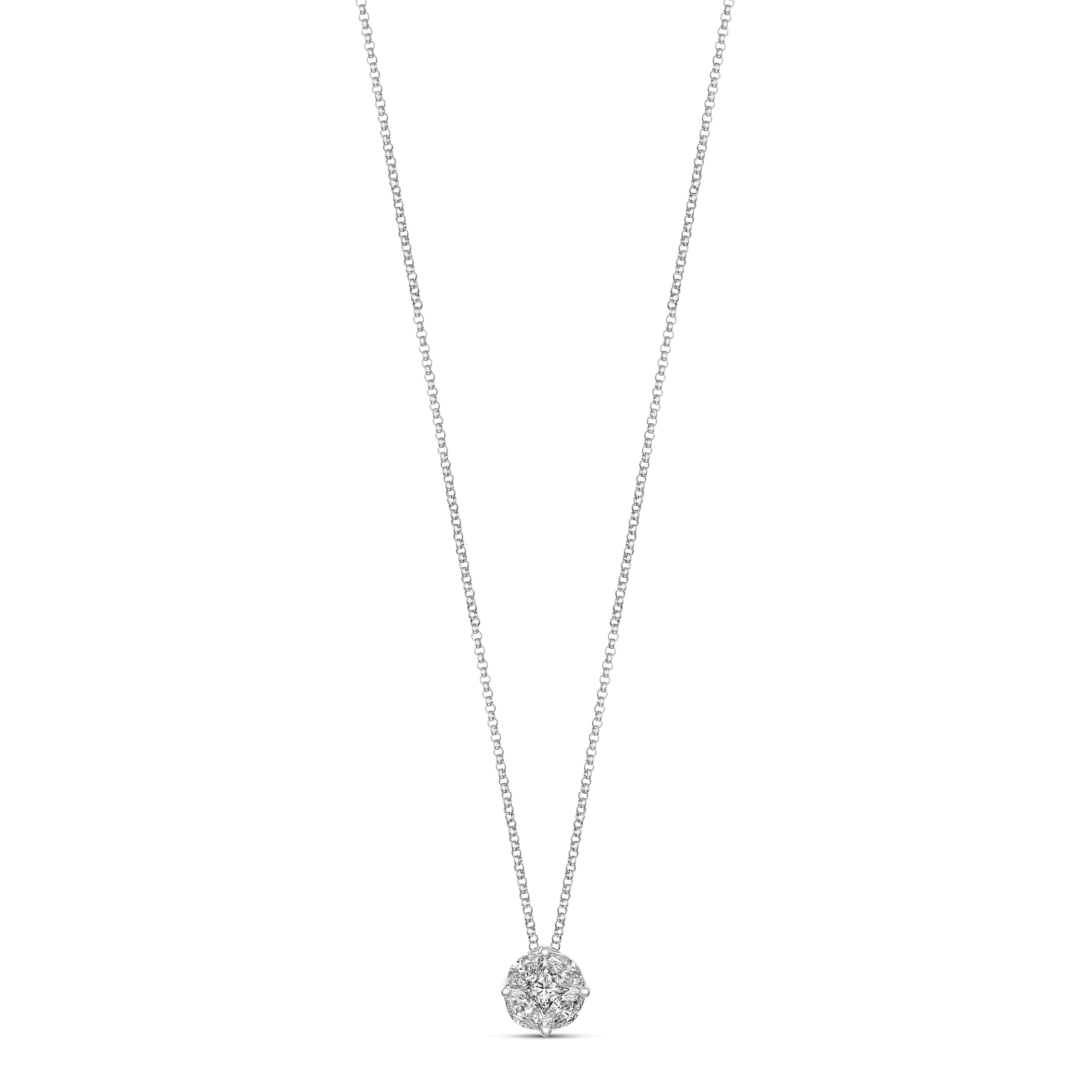 Illusion Solitaire Medium Diamond Pendant Necklace | 18K White Gold
