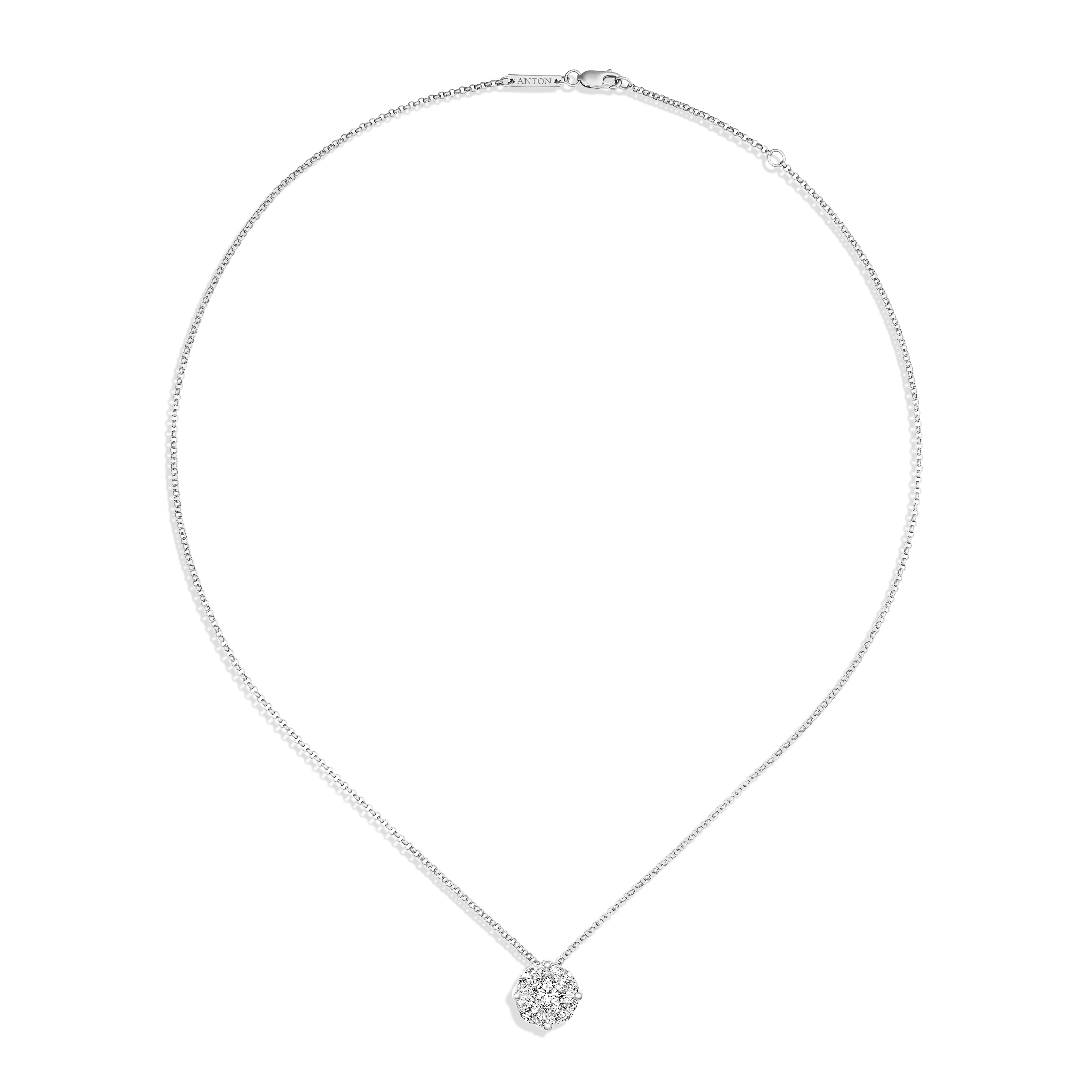 Illusion Solitaire Medium Diamond Pendant Necklace | 18K White Gold - Image 2