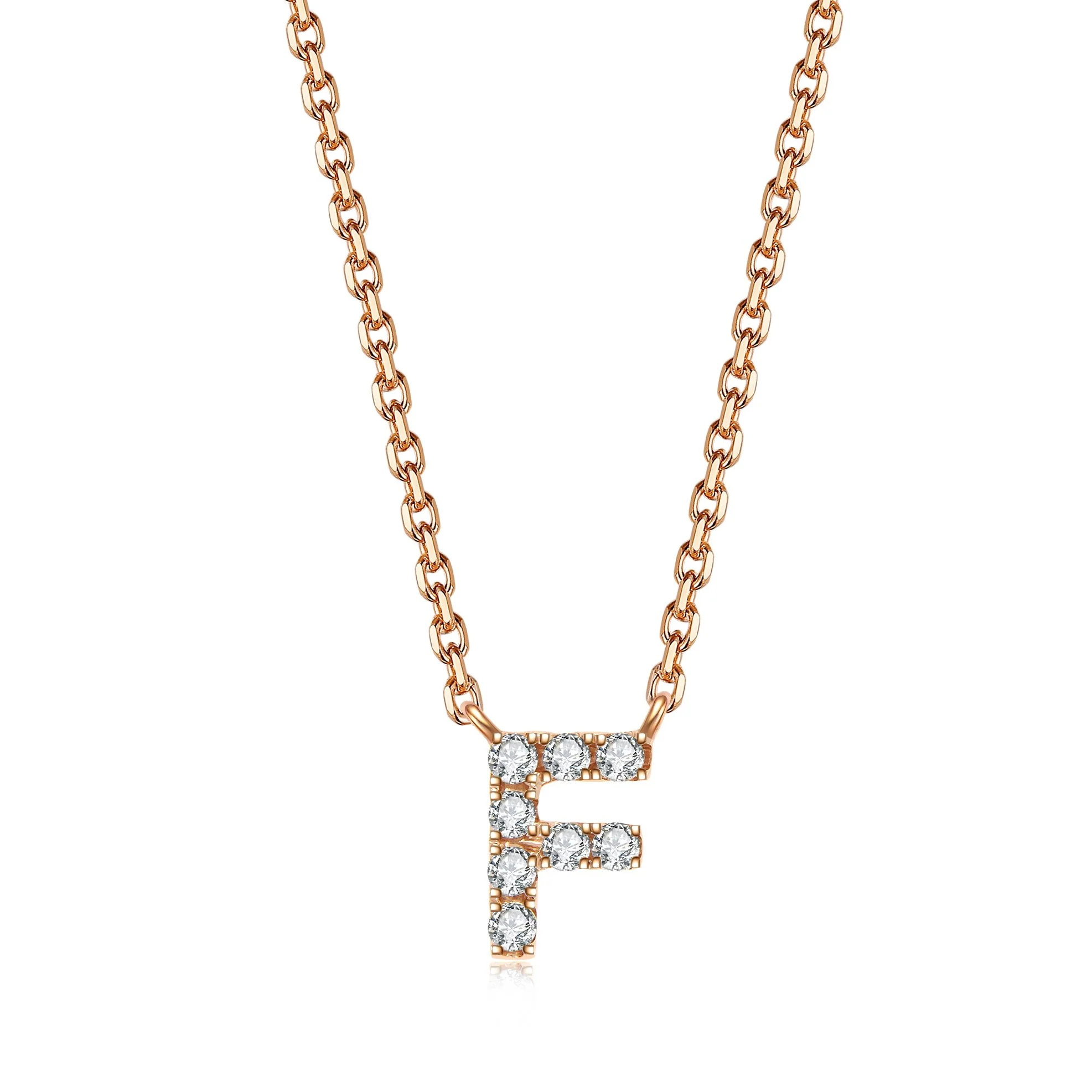 Initial Diamond Pendant Necklace | Rose Gold - Image 11