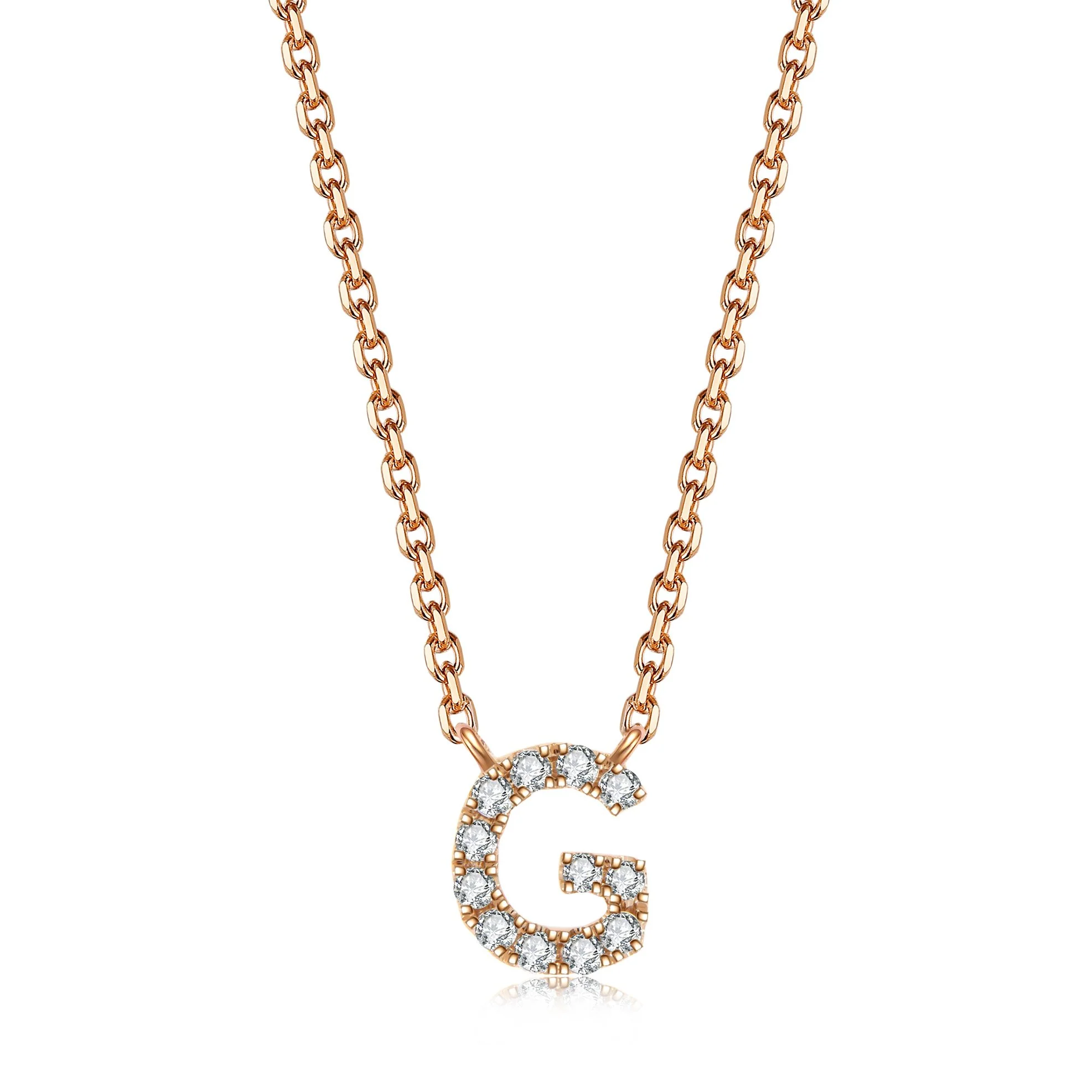 Initial Diamond Pendant Necklace | Rose Gold - Image 13