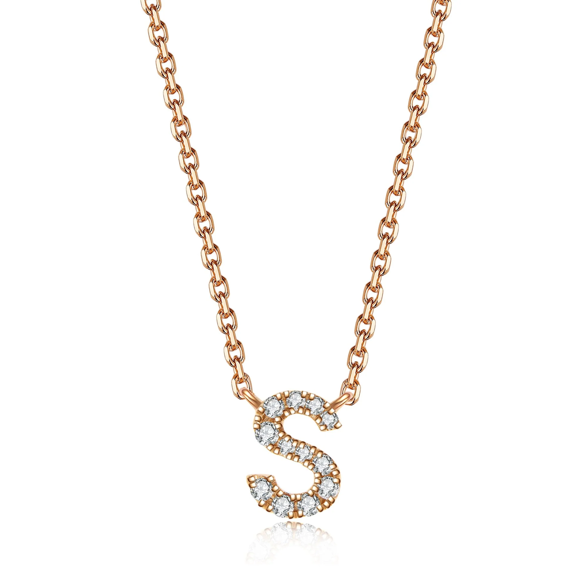 Initial Diamond Pendant Necklace | Rose Gold - Image 37