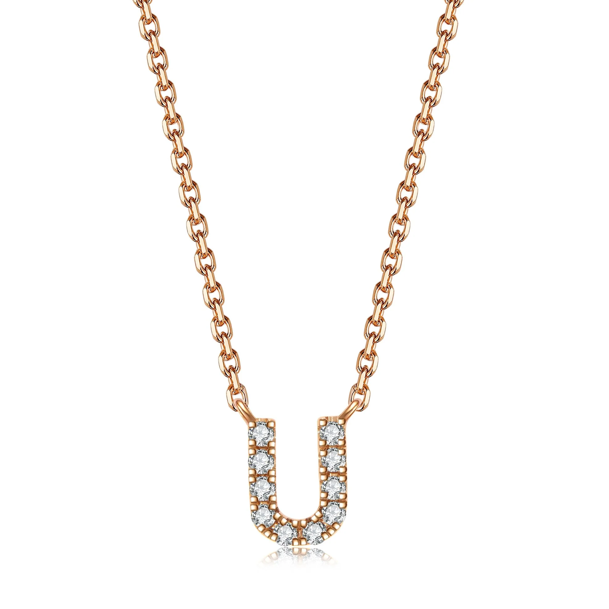 Initial Diamond Pendant Necklace | Rose Gold - Image 41