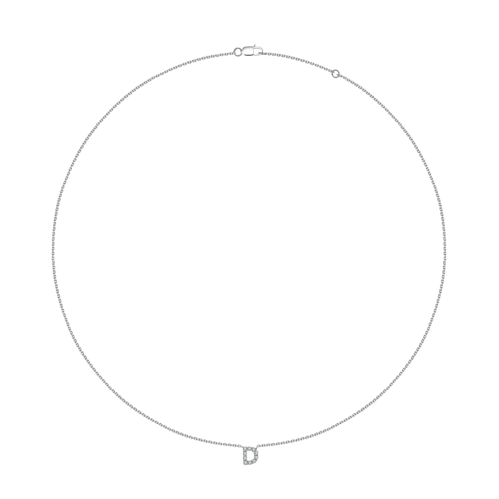 Initial Natural Diamond Pendant Necklace | 18K White Gold - Image 10