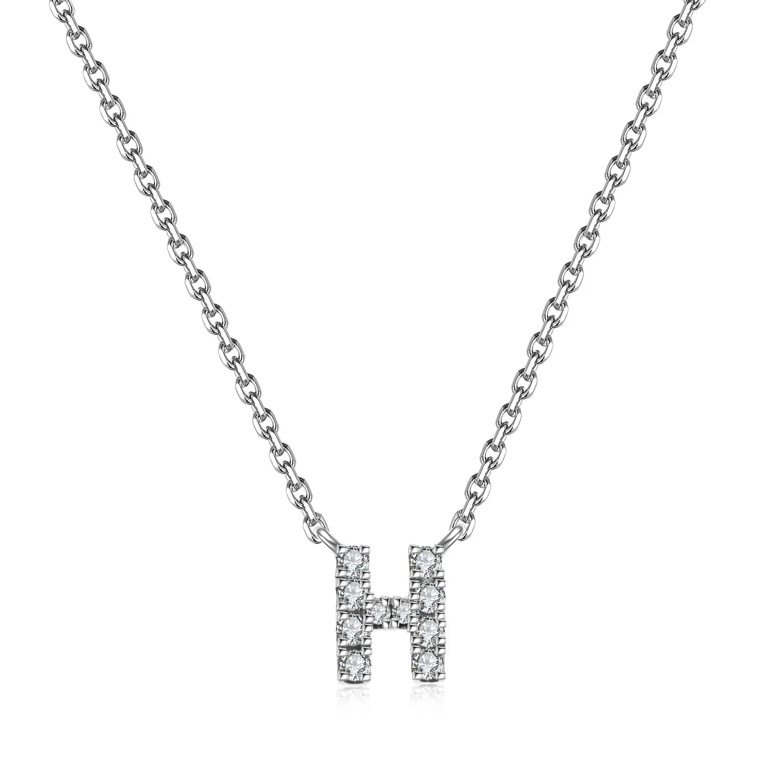 Initial Natural Diamond Pendant Necklace | 18K White Gold - Image 24