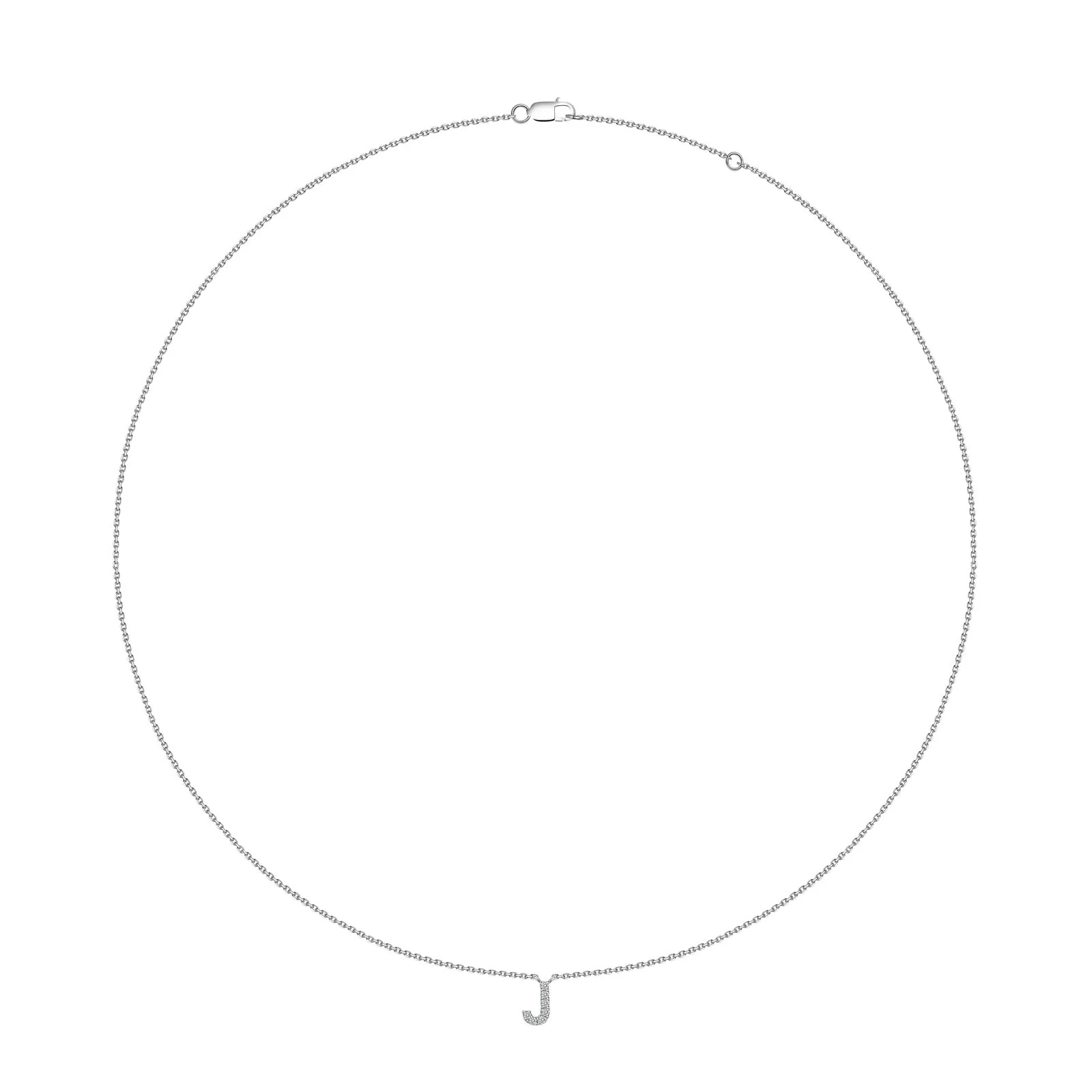 Initial Natural Diamond Pendant Necklace | 18K White Gold - Image 28