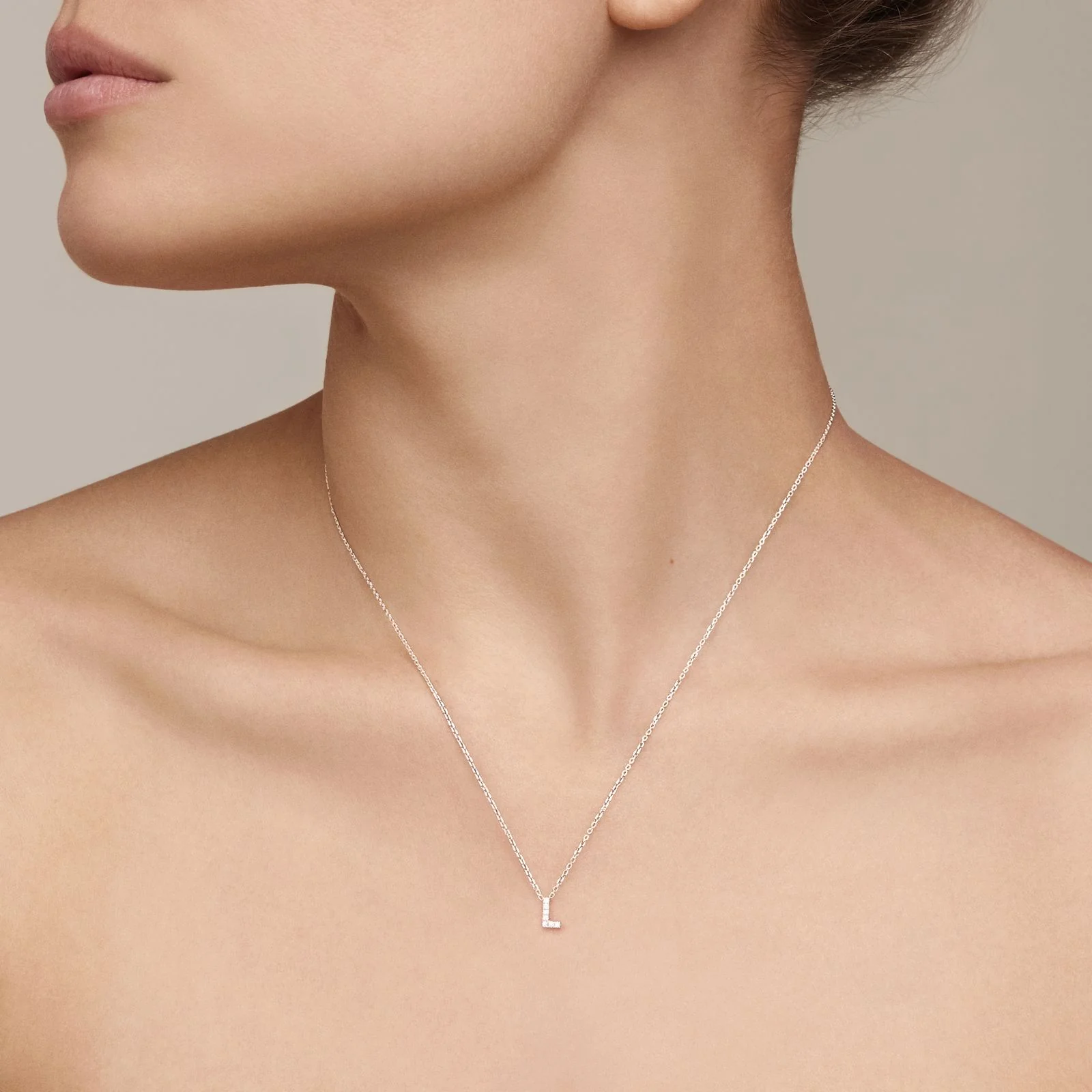 Initial Natural Diamond Pendant Necklace | 18K White Gold - Image 35