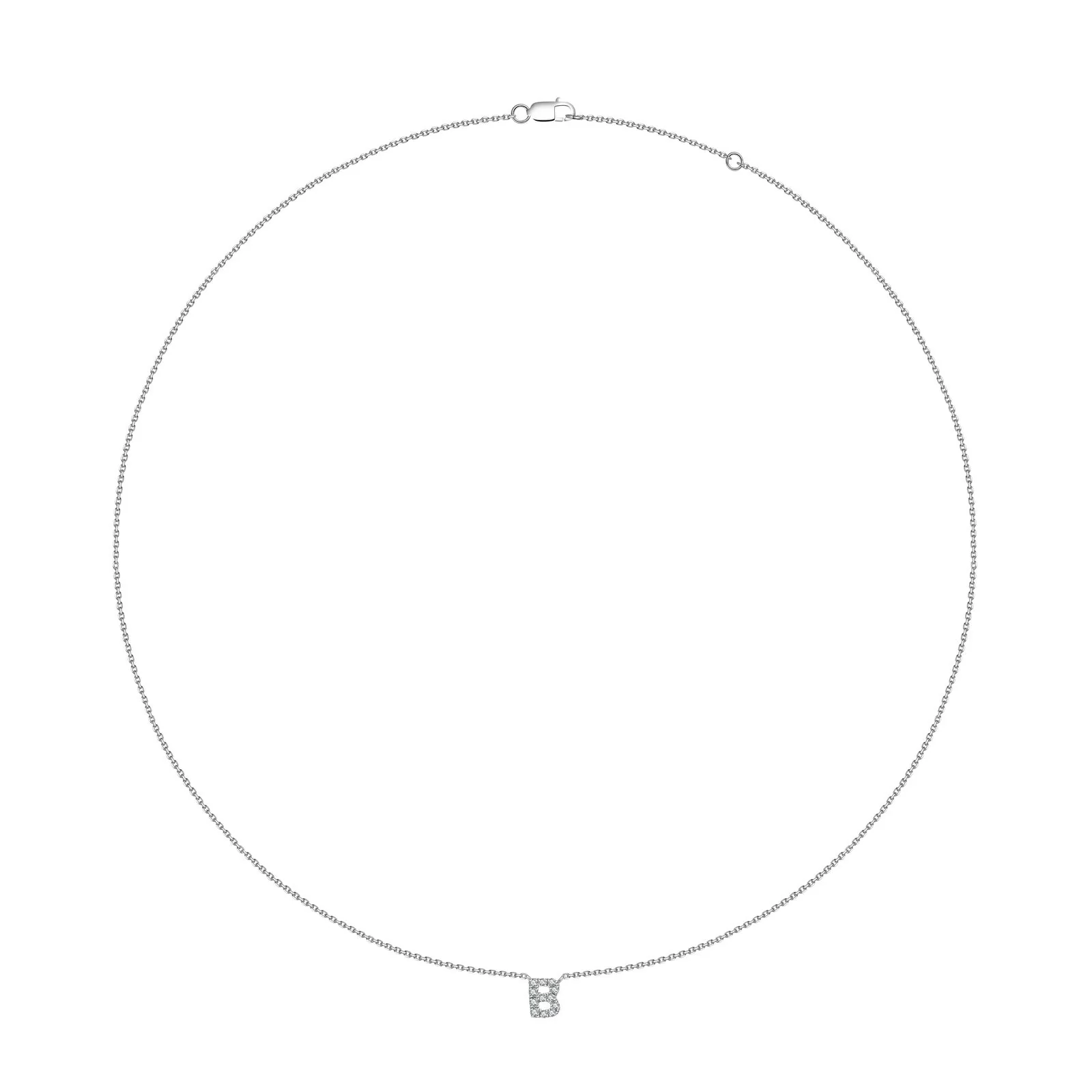 Initial Natural Diamond Pendant Necklace | 18K White Gold - Image 4