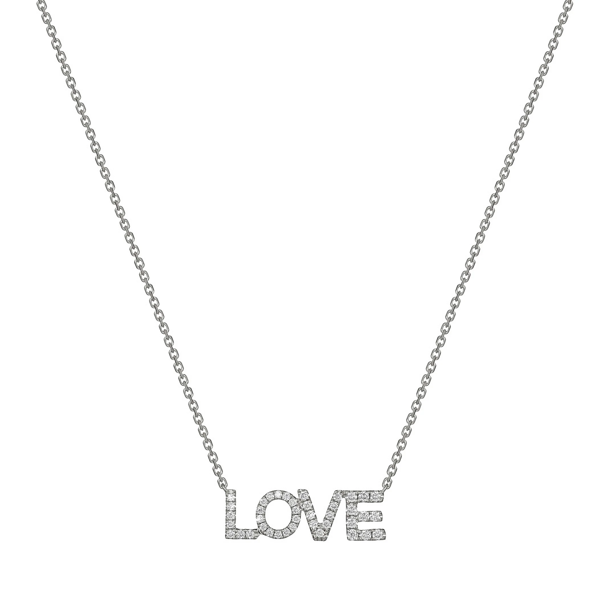 Initial Love Pendant | White Gold