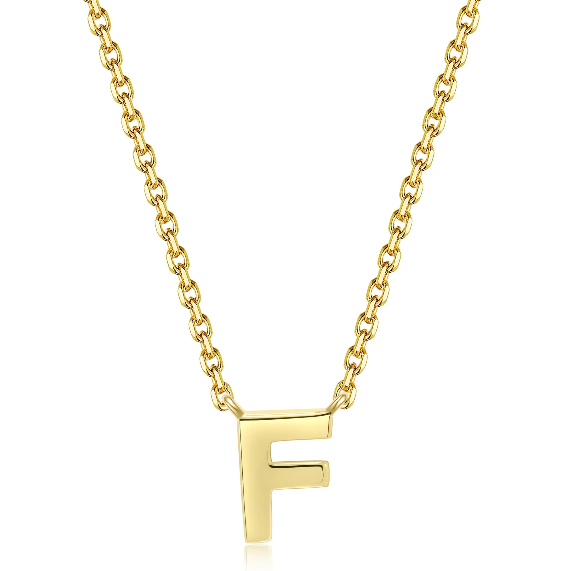 Initial Plain Pendant Necklace | 18K Yellow Gold - Image 11