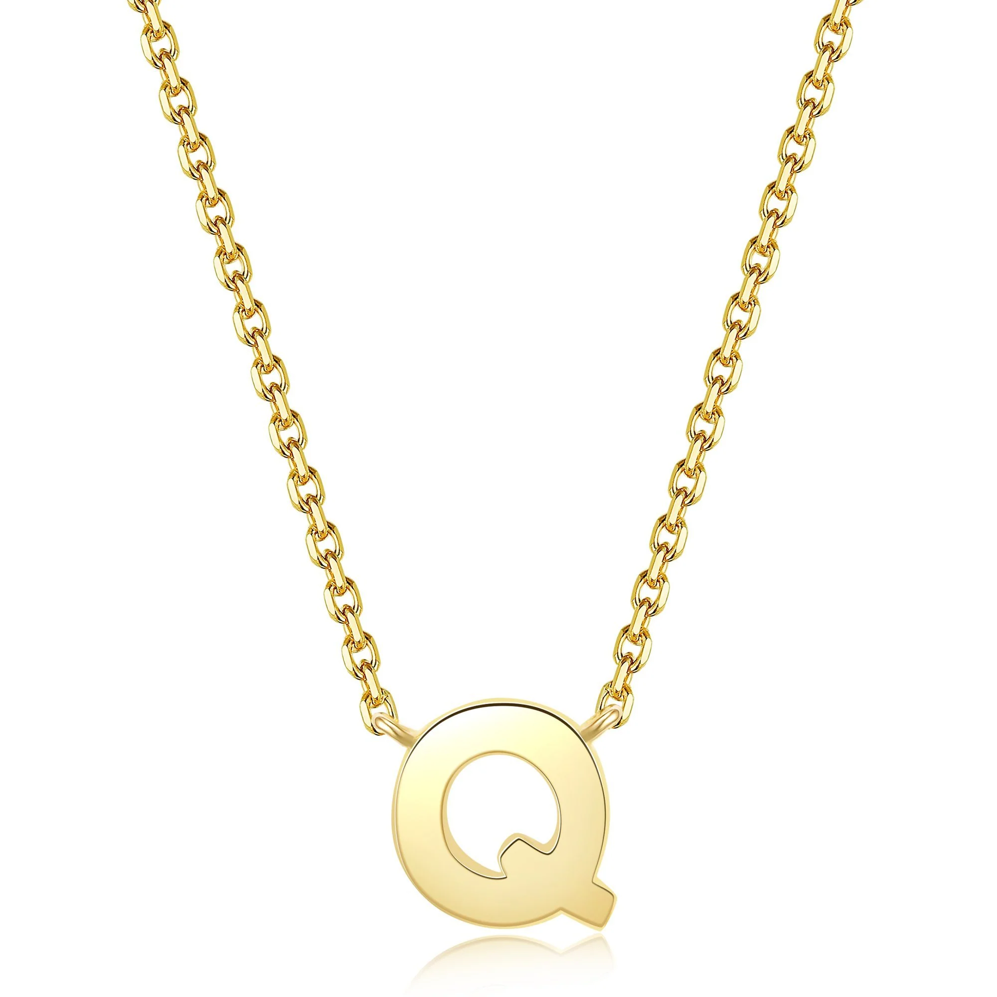 Initial Plain Pendant Necklace | 18K Yellow Gold - Image 30