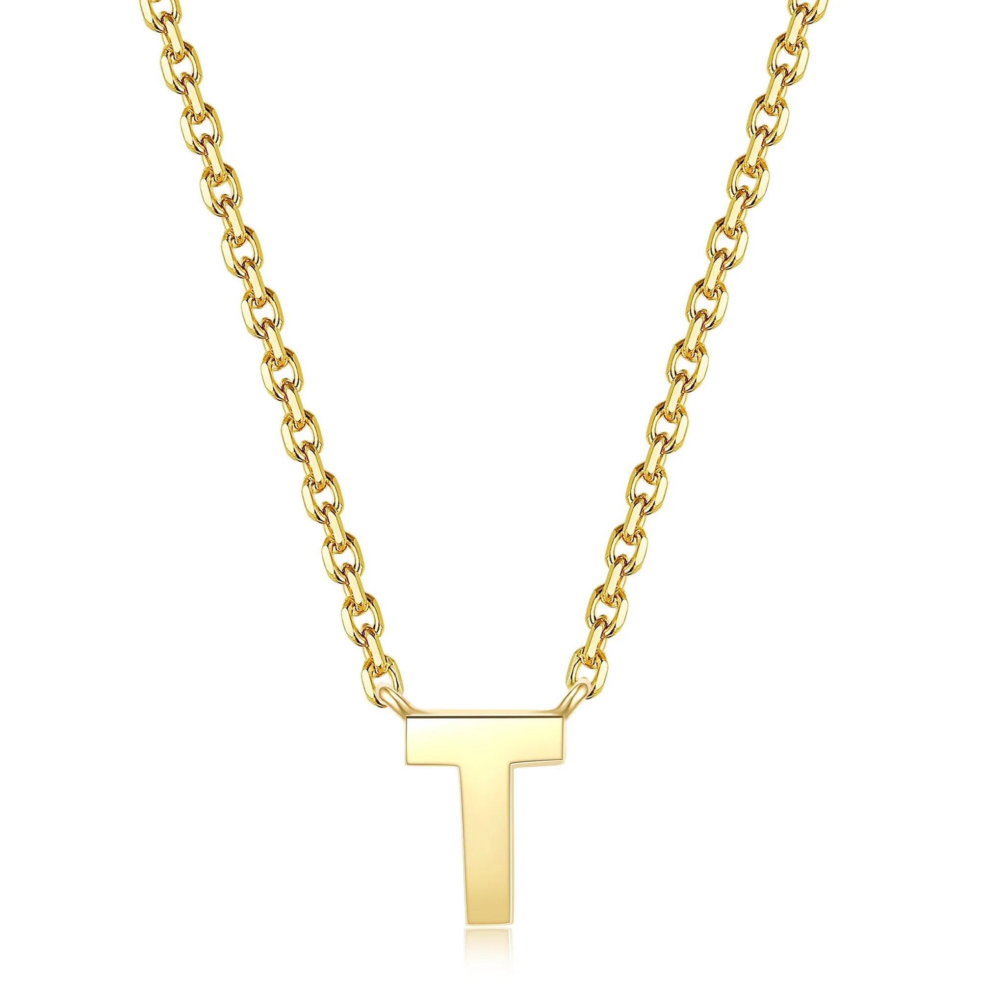 Initial Plain Pendant Necklace | 18K Yellow Gold - Image 33