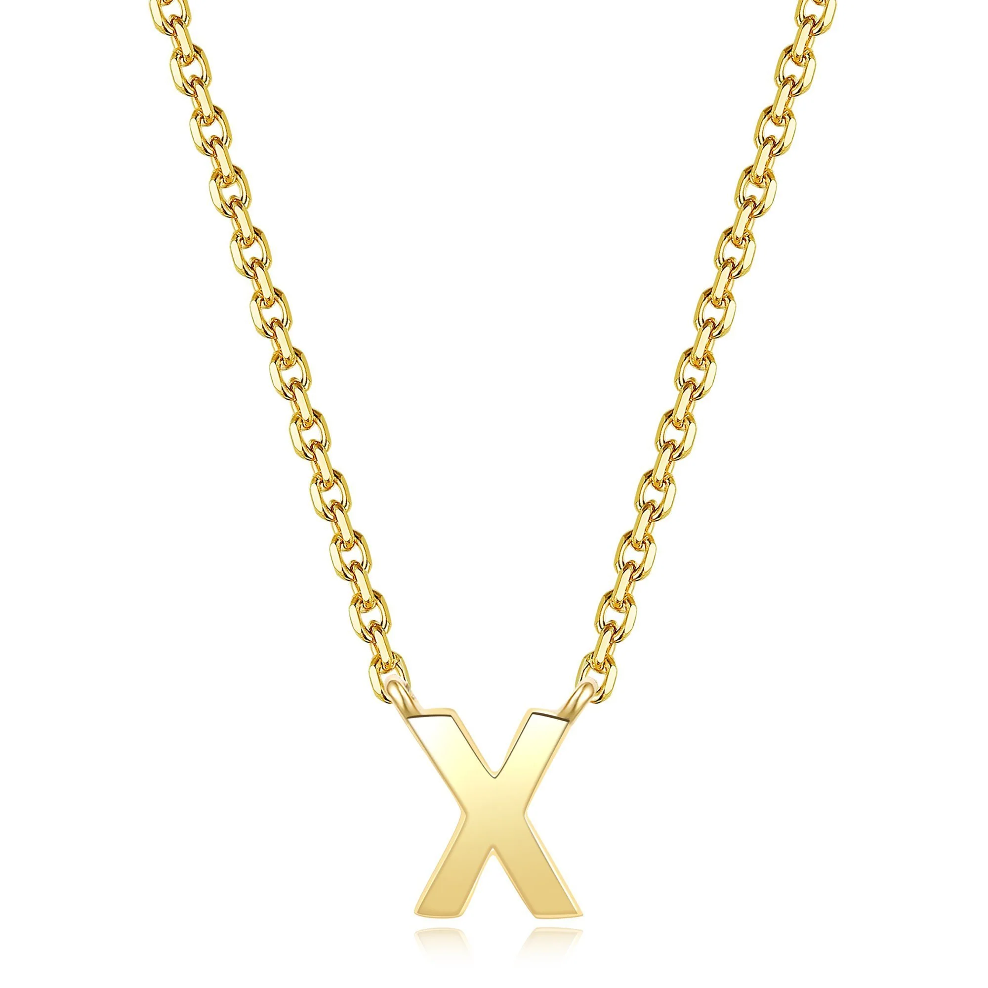 Initial Plain Pendant Necklace | 18K Yellow Gold - Image 37
