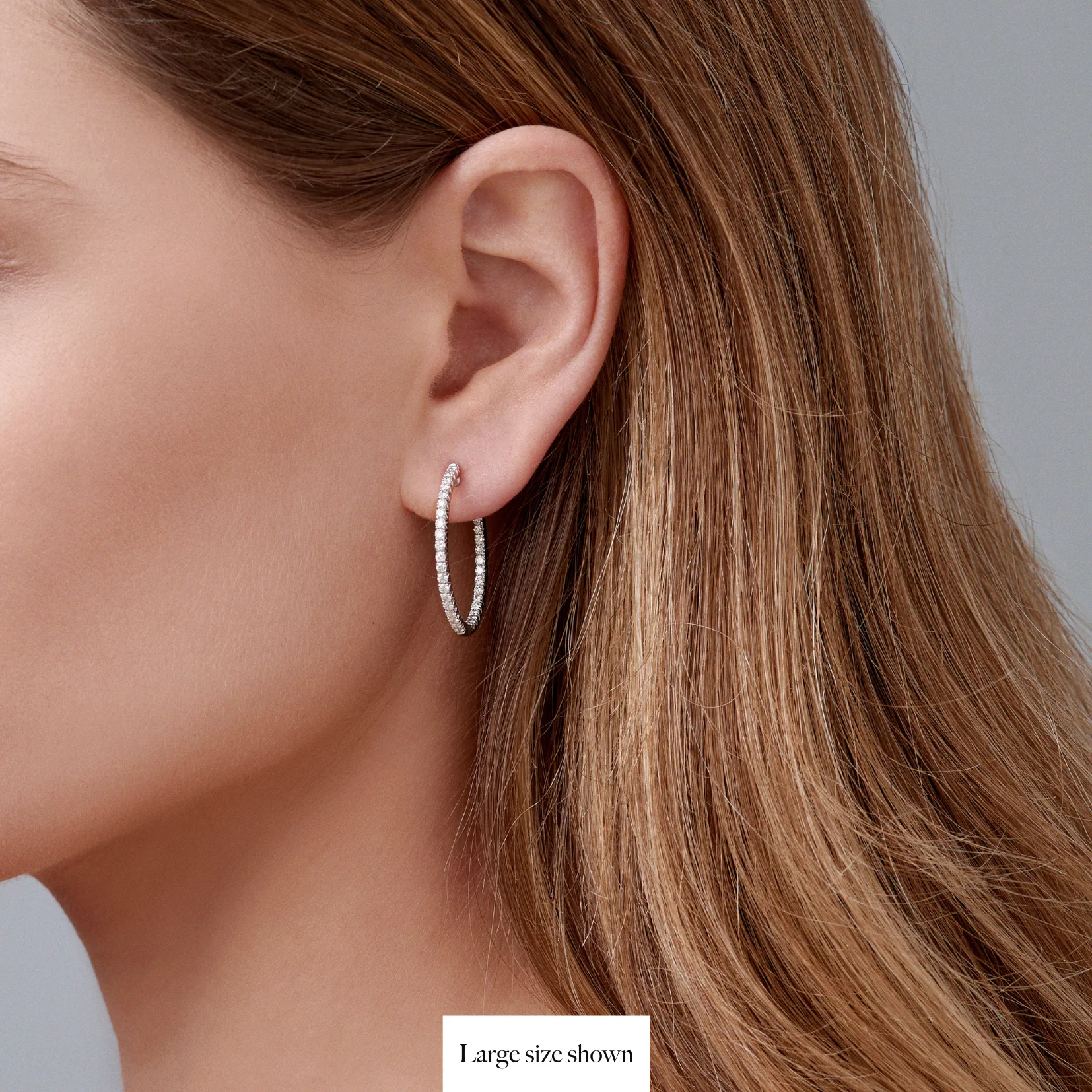 Krisscut Full Moon Hoops | 18K White Gold - Image 3