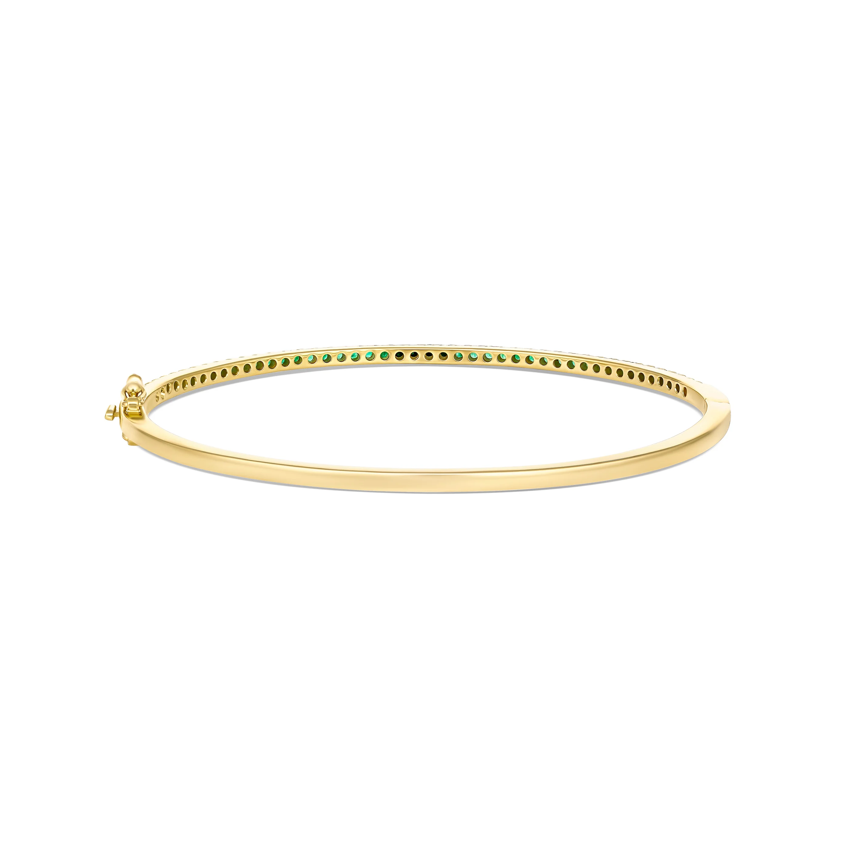 Krisscut Half Moon Emerald Gemstone Bangle | 18K Yellow Gold - Image 4