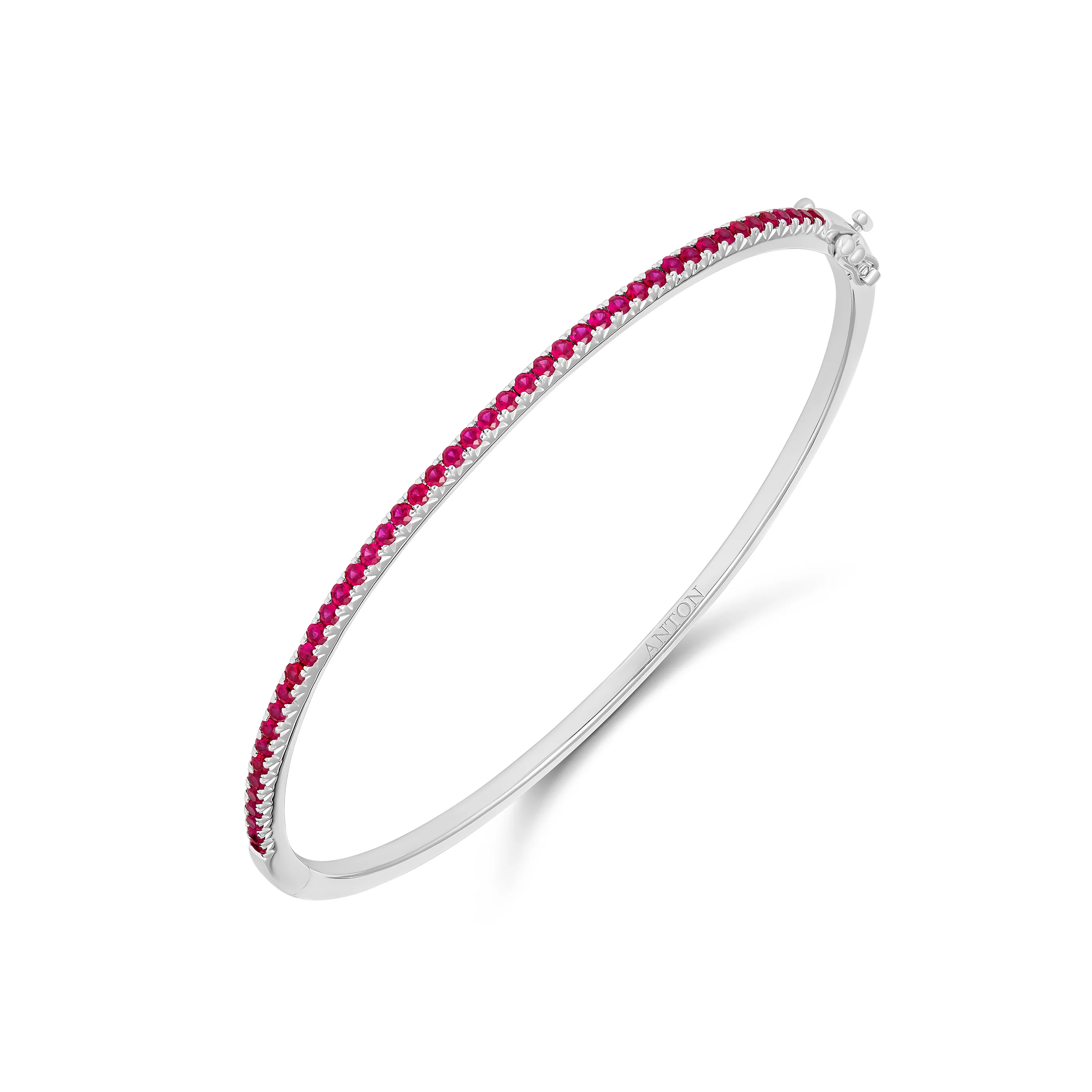 Krisscut Half Moon Ruby Gemstone Bangle | 18K White Gold - Image 3