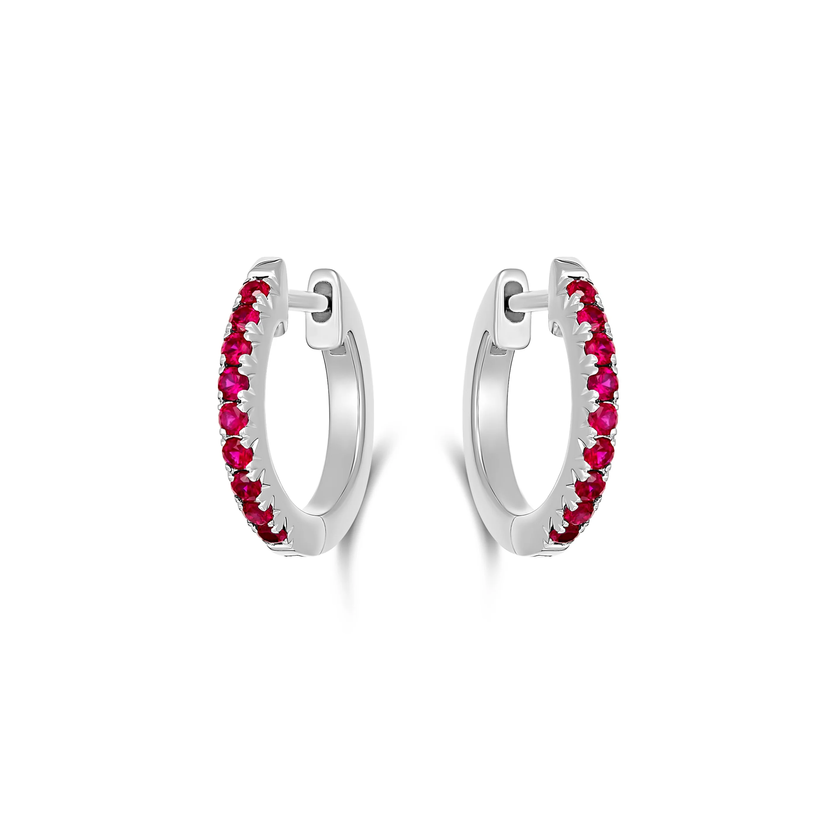 Krisscut Half Moon Ruby Huggies Small | 18K White Gold - Image 2