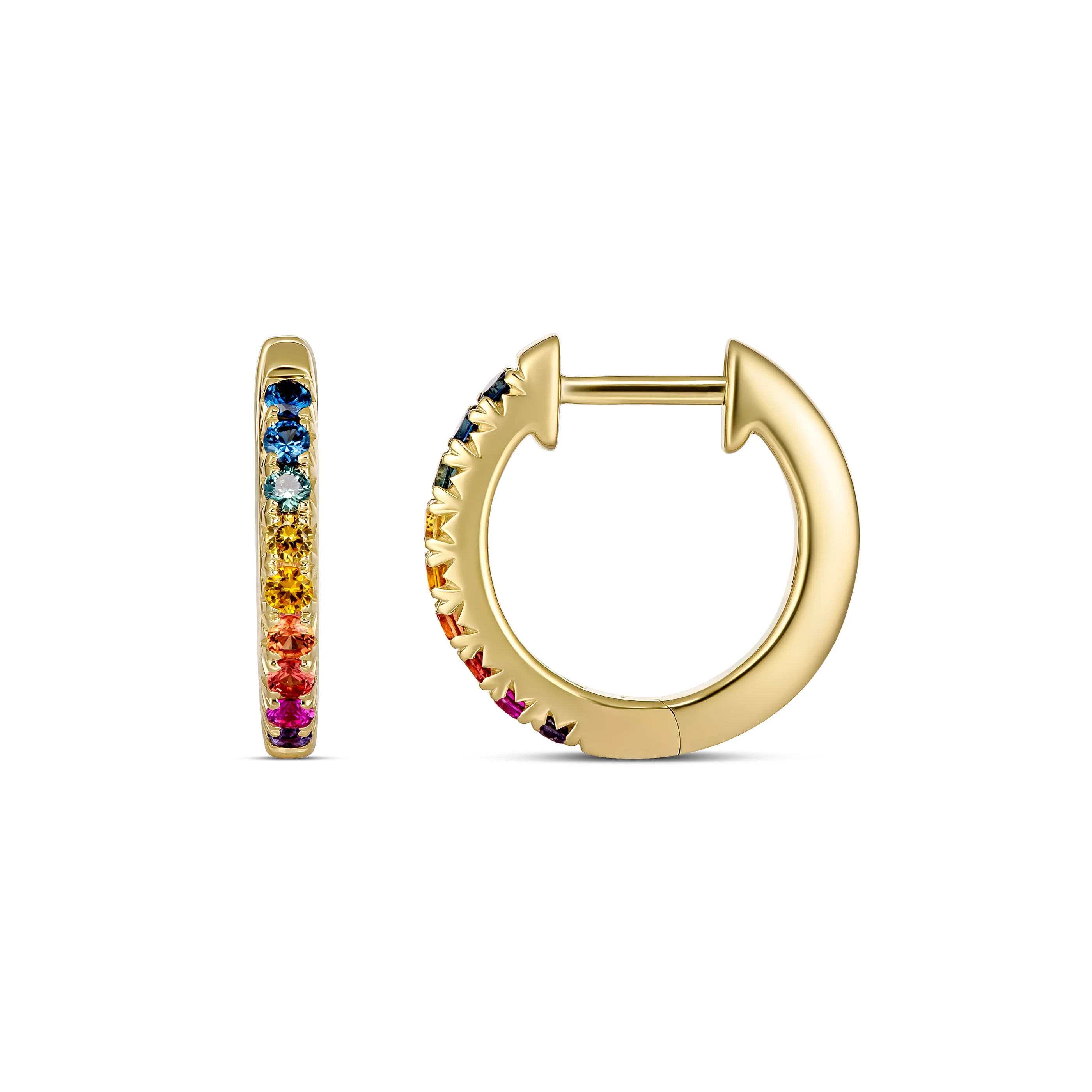 Krisscut Rainbow Half Moon Huggies Small | 18K Yellow Gold - Image 8